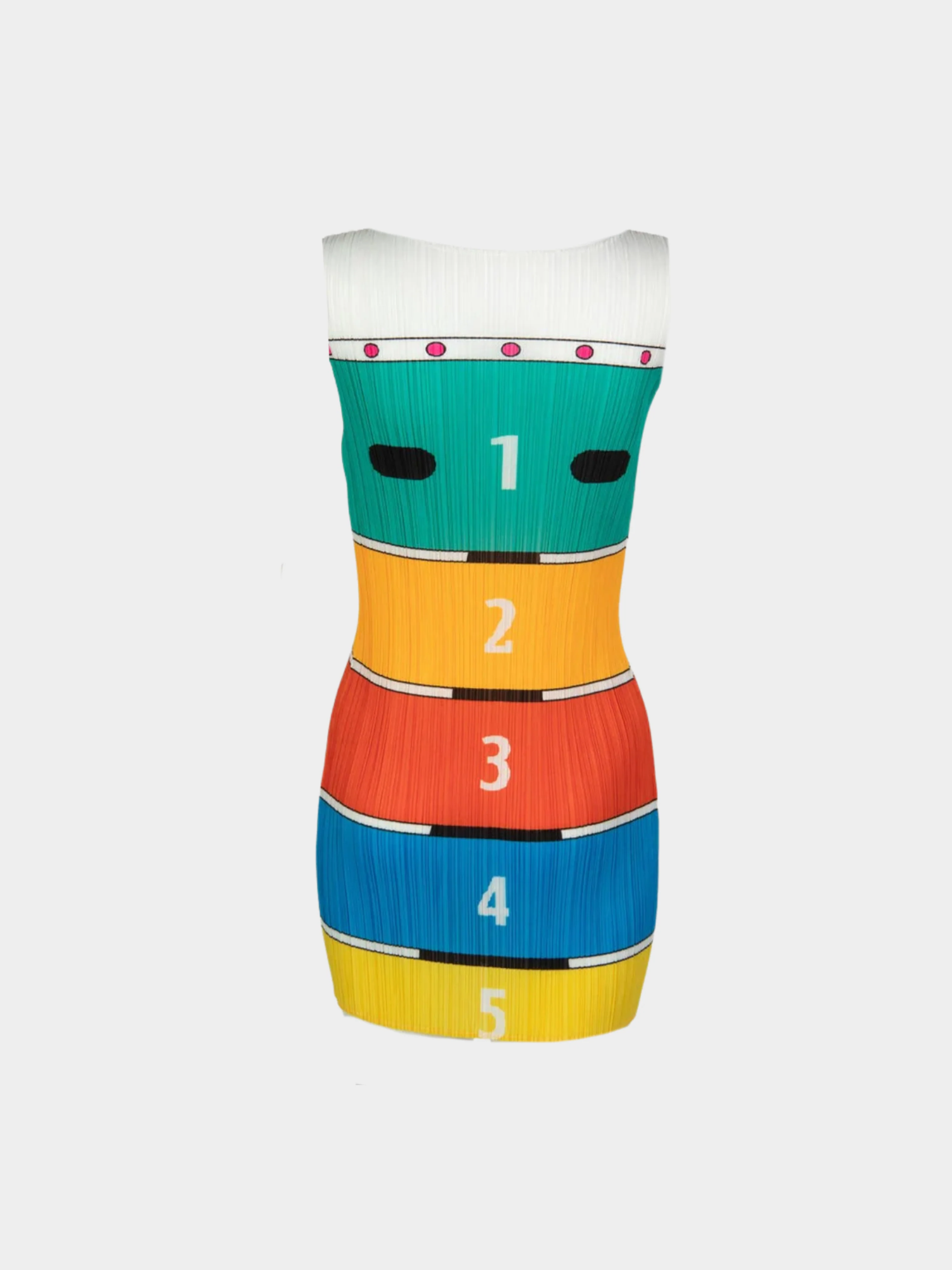 Issey Miyake Pleats Please 2000s Graphic Printed Tunic Mini Dress - Image 2
