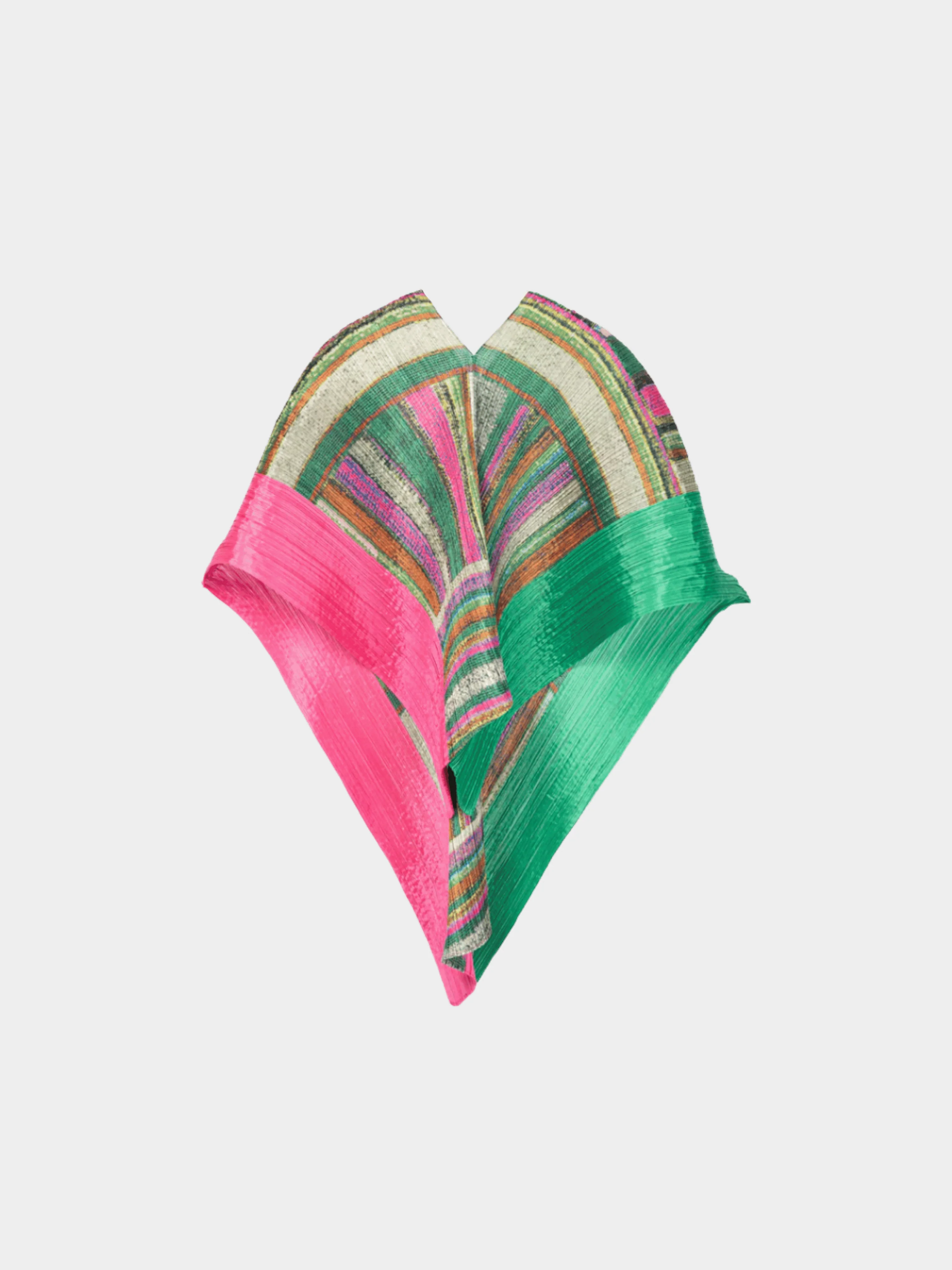 Issey Miyake Pleats Please 2000s Green and Pink Abstract-Print Shawl - Image 2