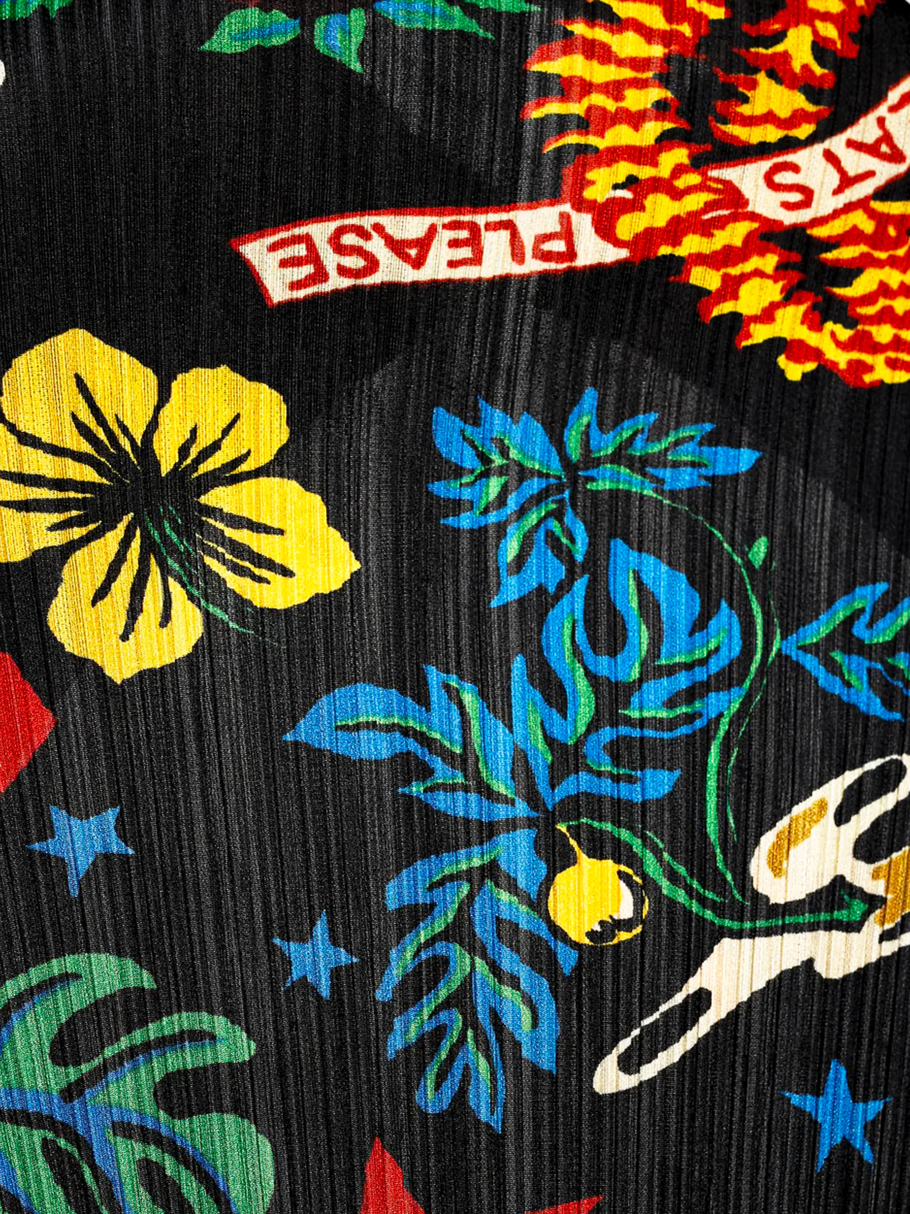Issey Miyake Pleats Please 2000s Hawaiian Print Fringed Cardigan - Image 3