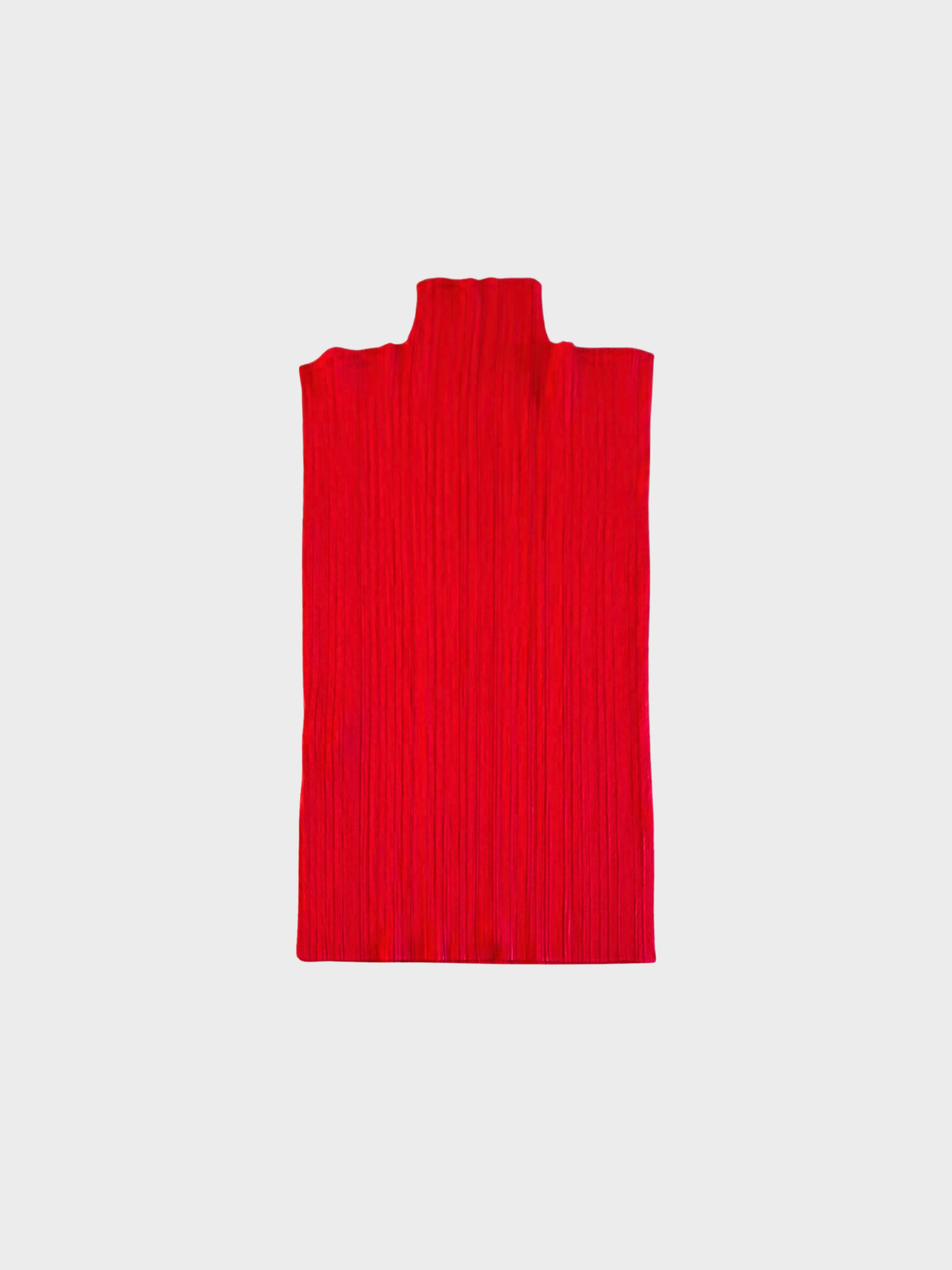 Issey Miyake Pleats Please 2000s Red Mock Neck Sleeveless Top - Image 2