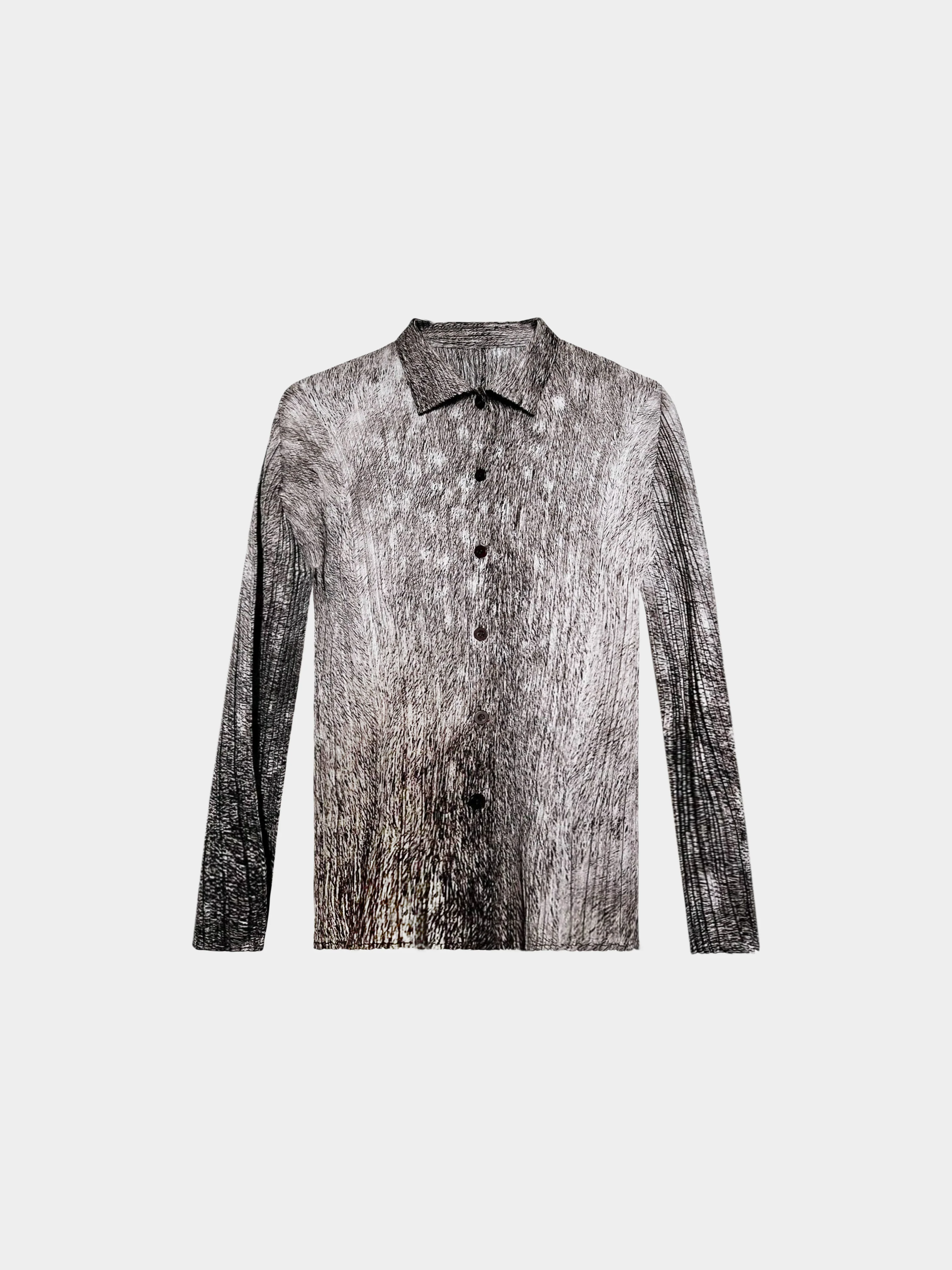 Issey Miyake Pleats Please FW 2003 Rare Grey Deer Print Shirt