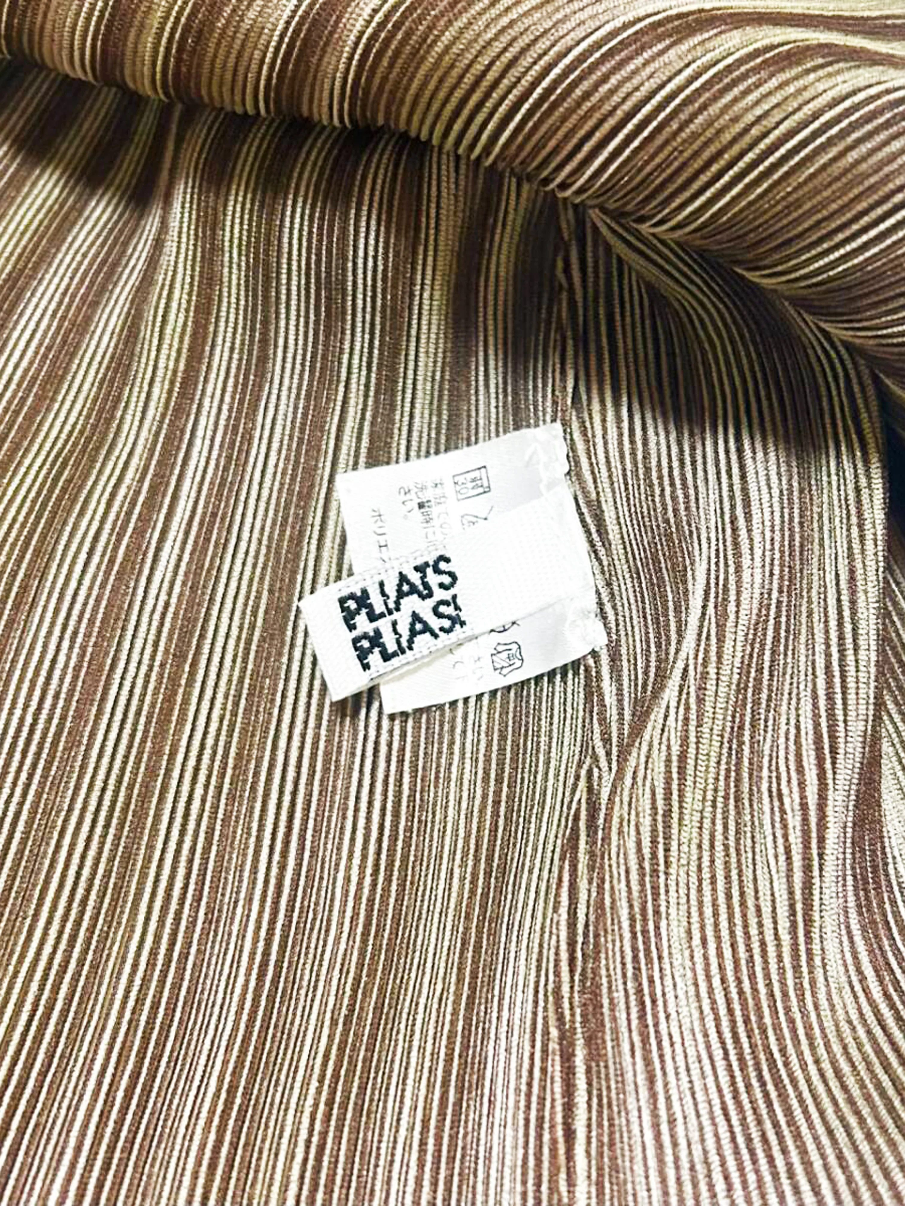 Issey Miyake Pleats Please SS 2000 Brown Striped Short Sleeve Collared Top - Image 4