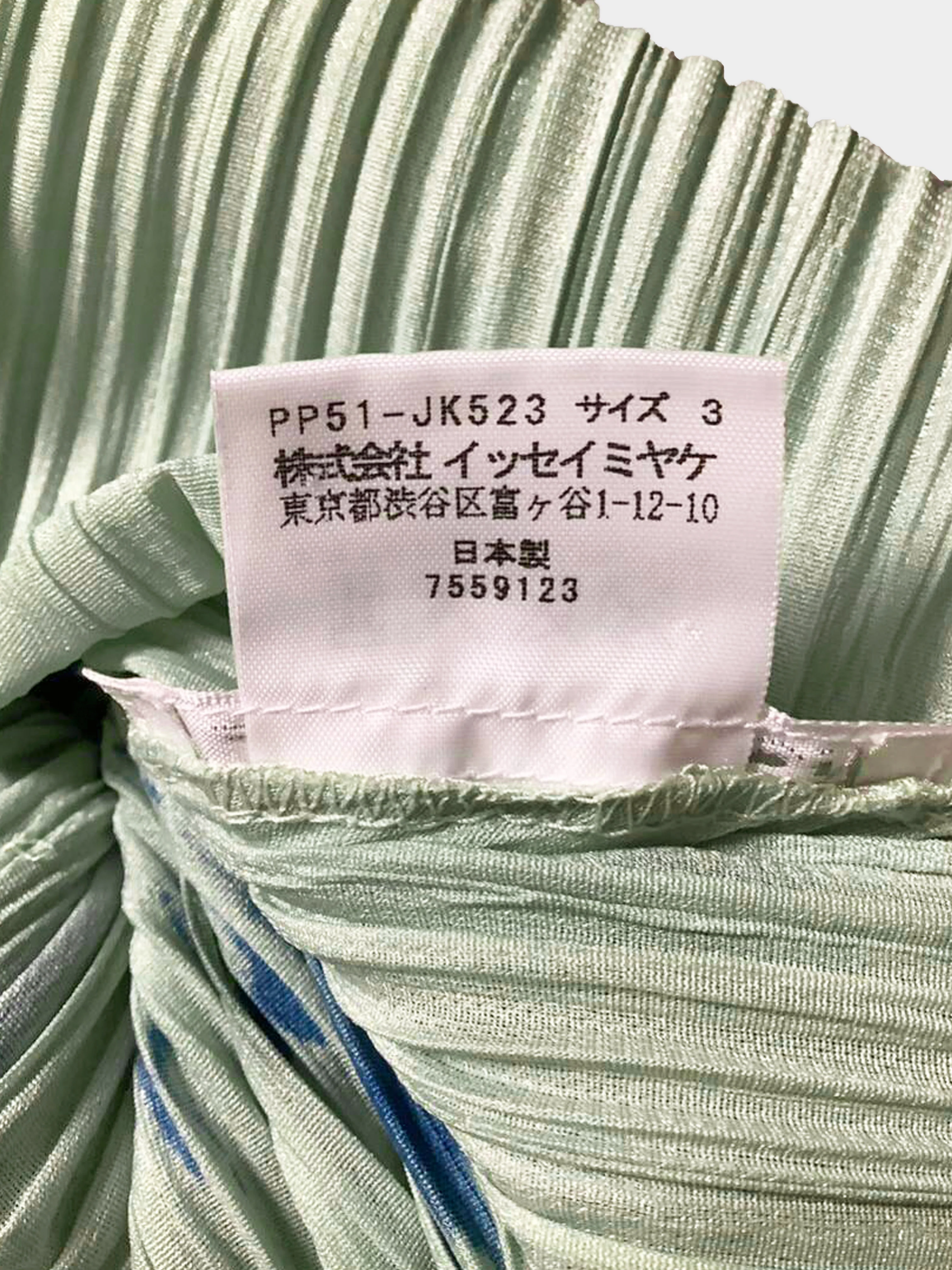 Issey Miyake Pleats Please Summer 2015 Mint Green and Black Painted Tunic - Image 4