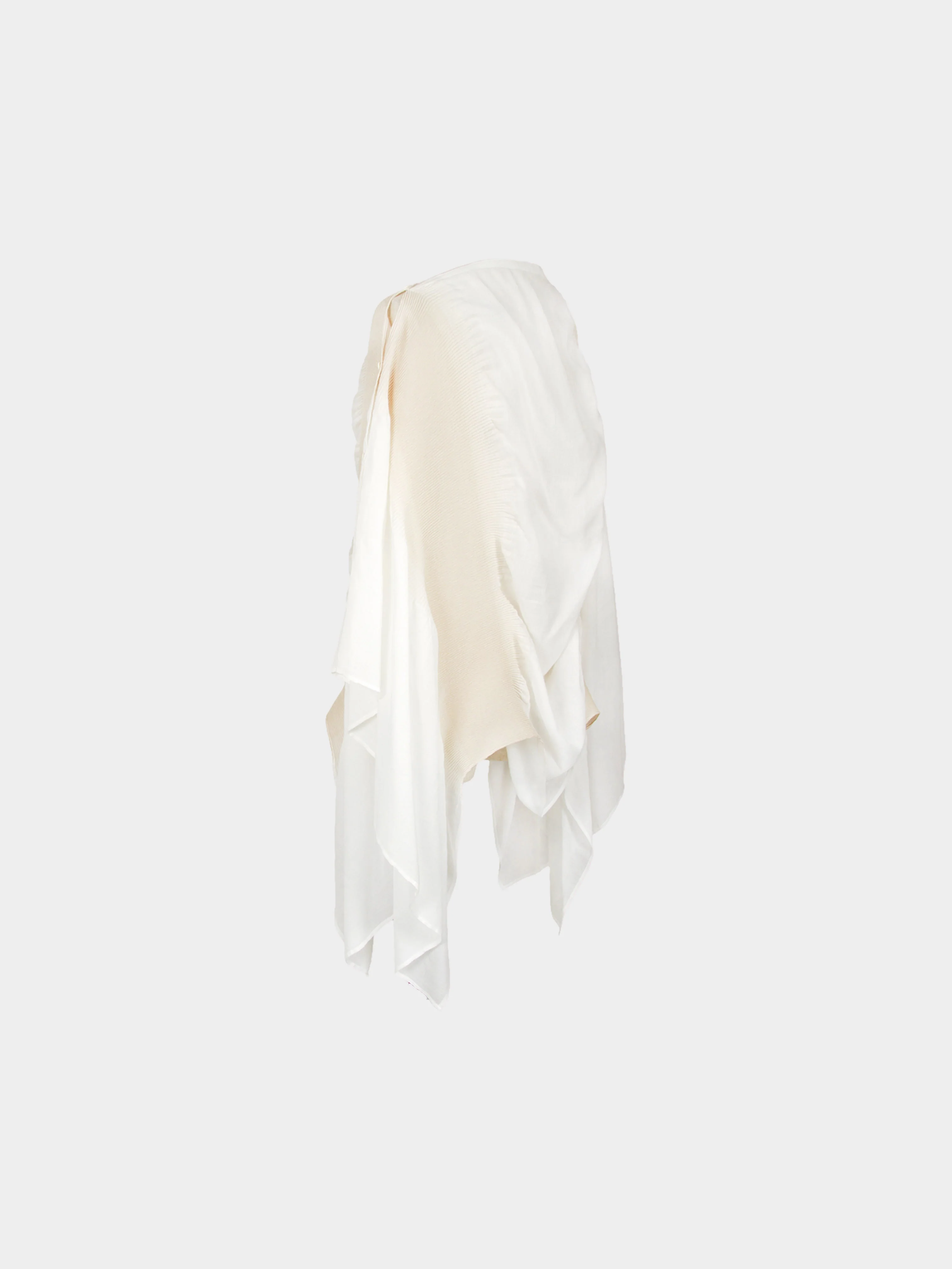 Issey Miyake Summer 2003 Ivory and Beige Cotton Poncho - Image 2