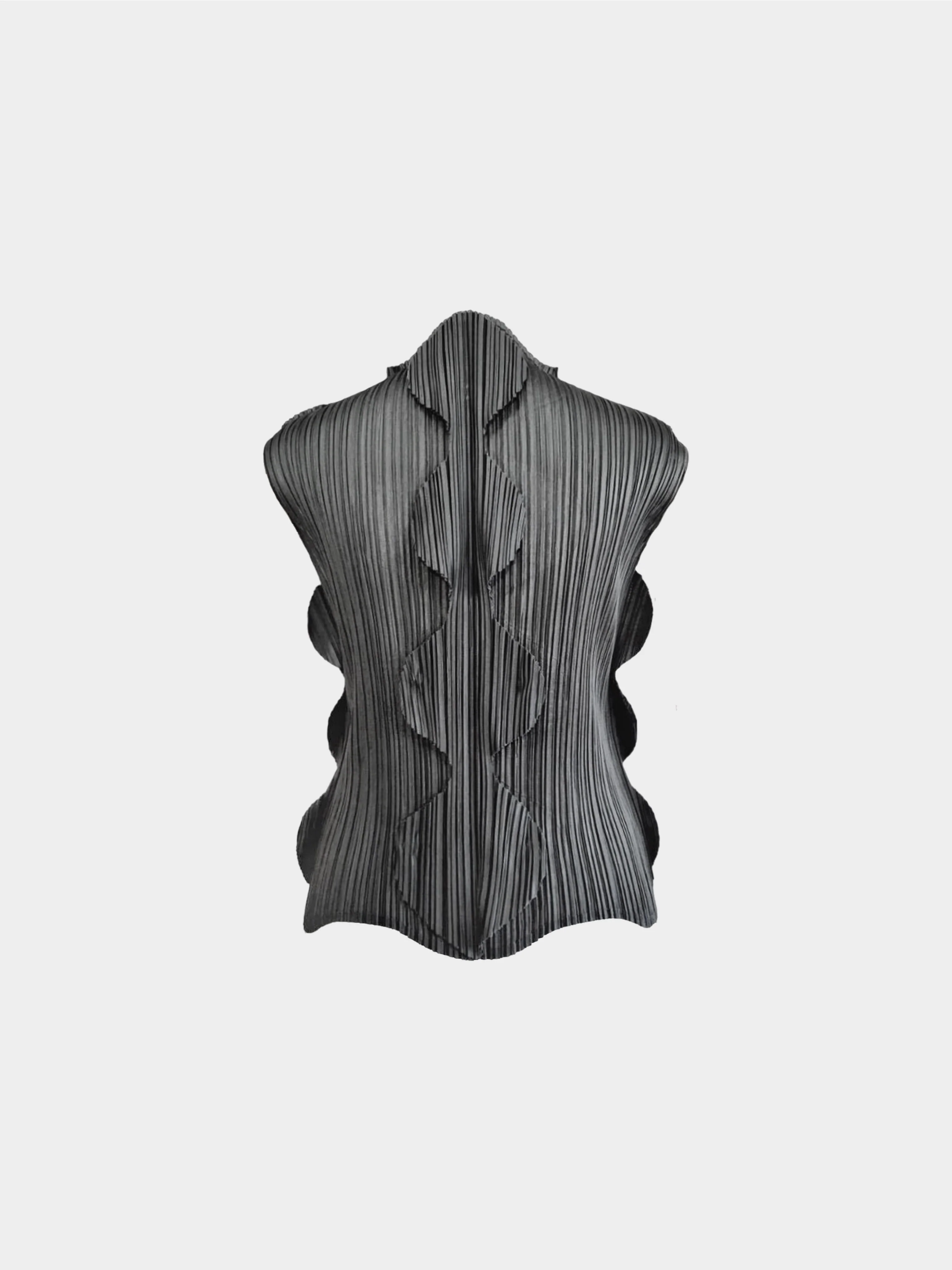 Issey Miyake Summer 2005 Rare Pleats Please Grey Scalloped Top - Image 2