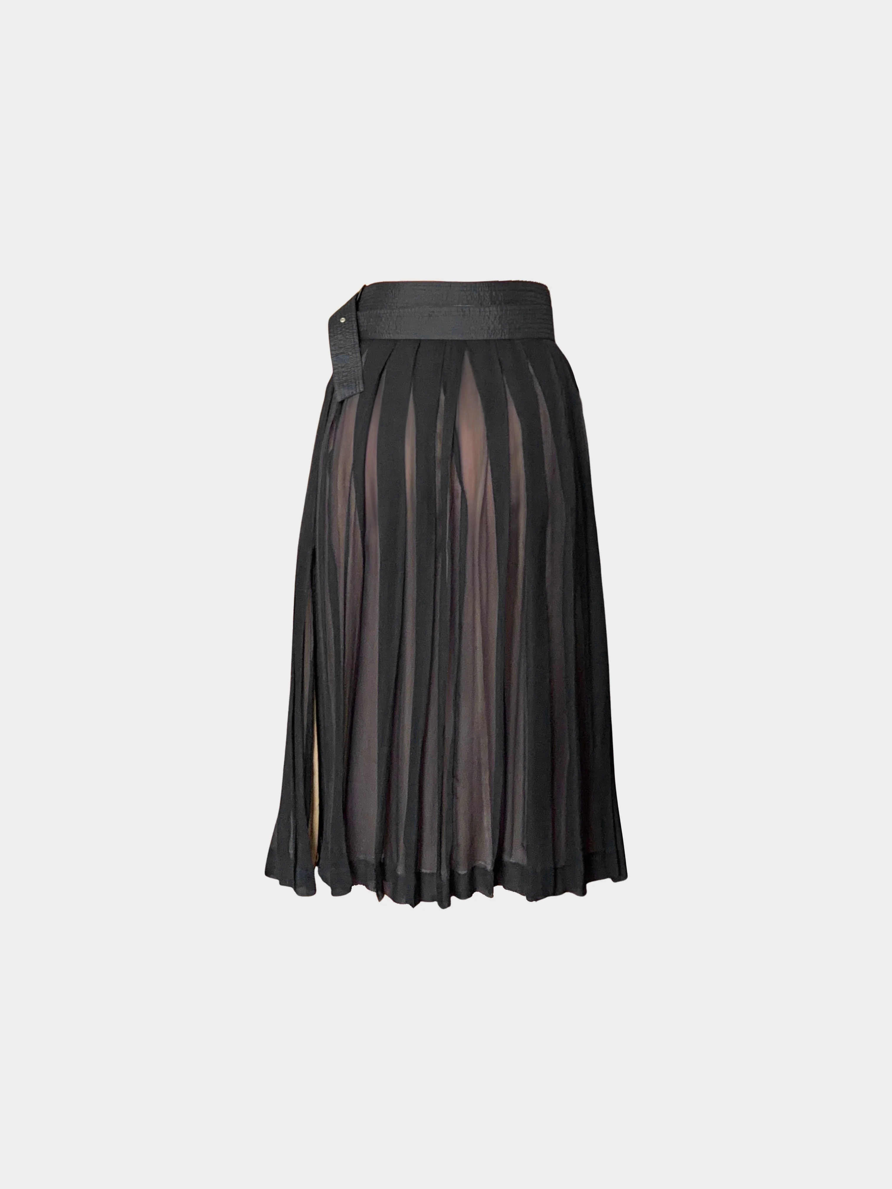 Jean Paul Gaultier 1990s Black Sheer Silk Wrap Skirt - Image 2