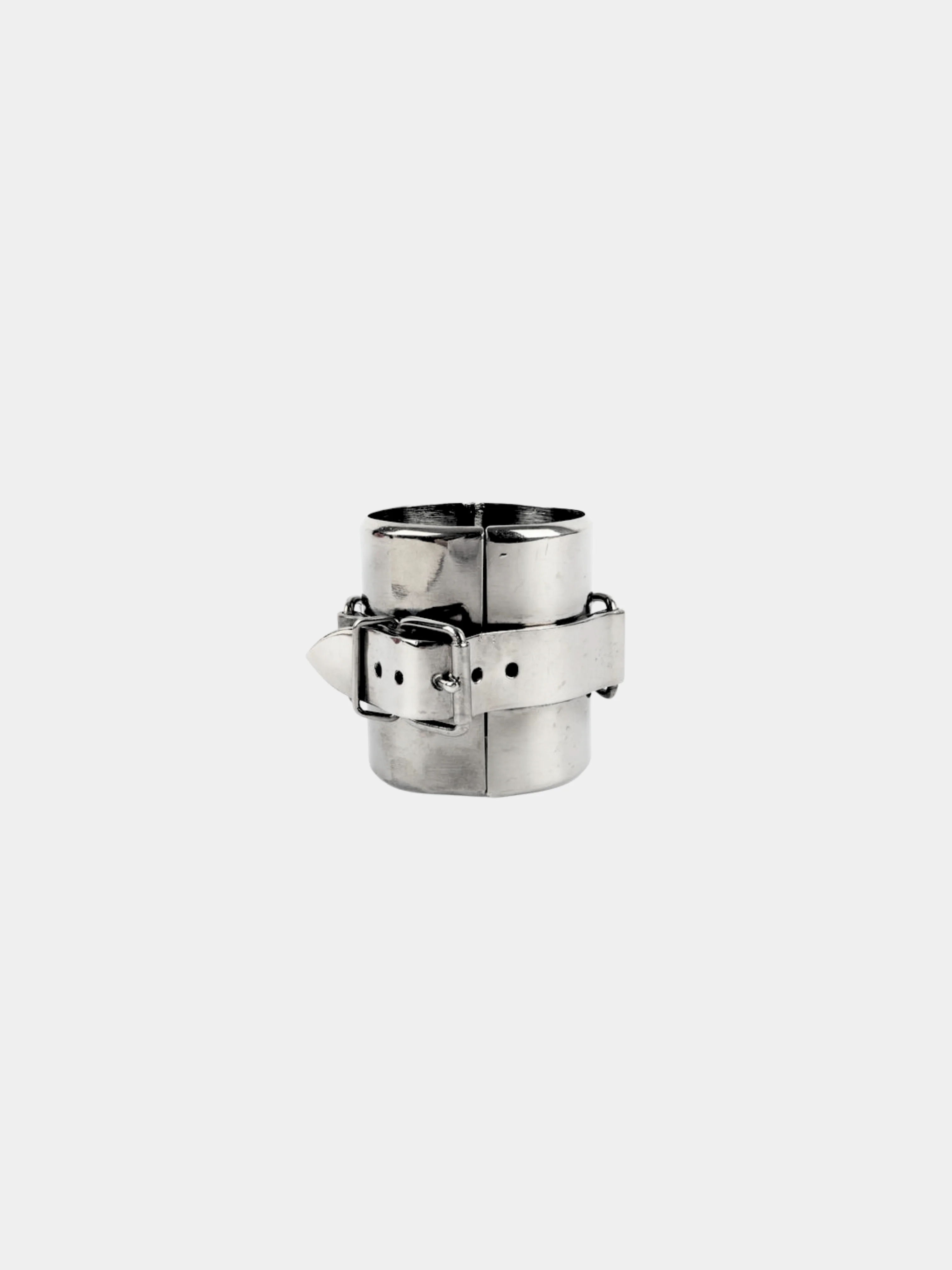Jean Paul Gaultier 1990s Dark Silver Belt Buckle Cuff Bracelet