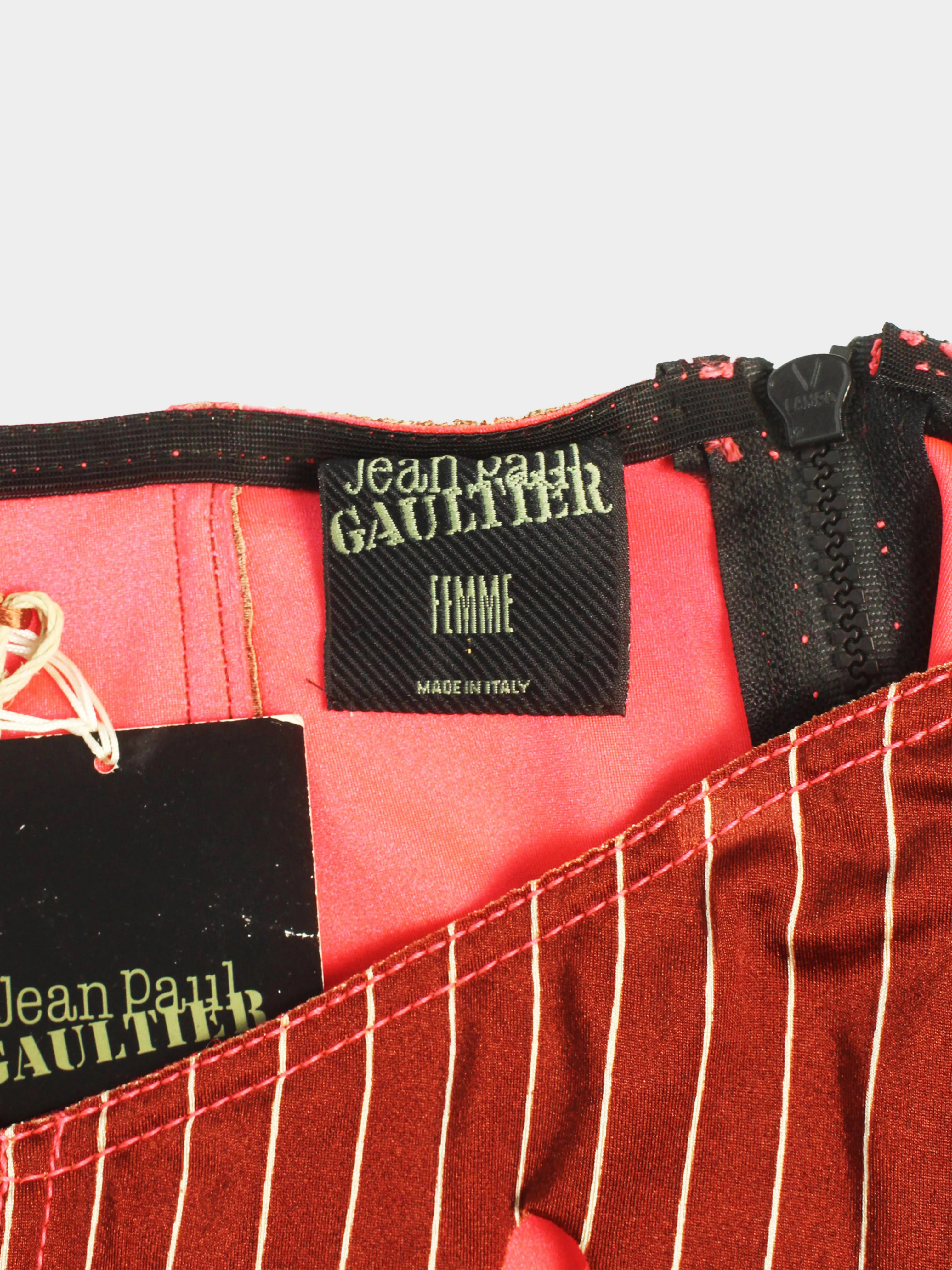 Jean Paul Gaultier 1990s FEMME Red Pinstripe Skirt - Image 3