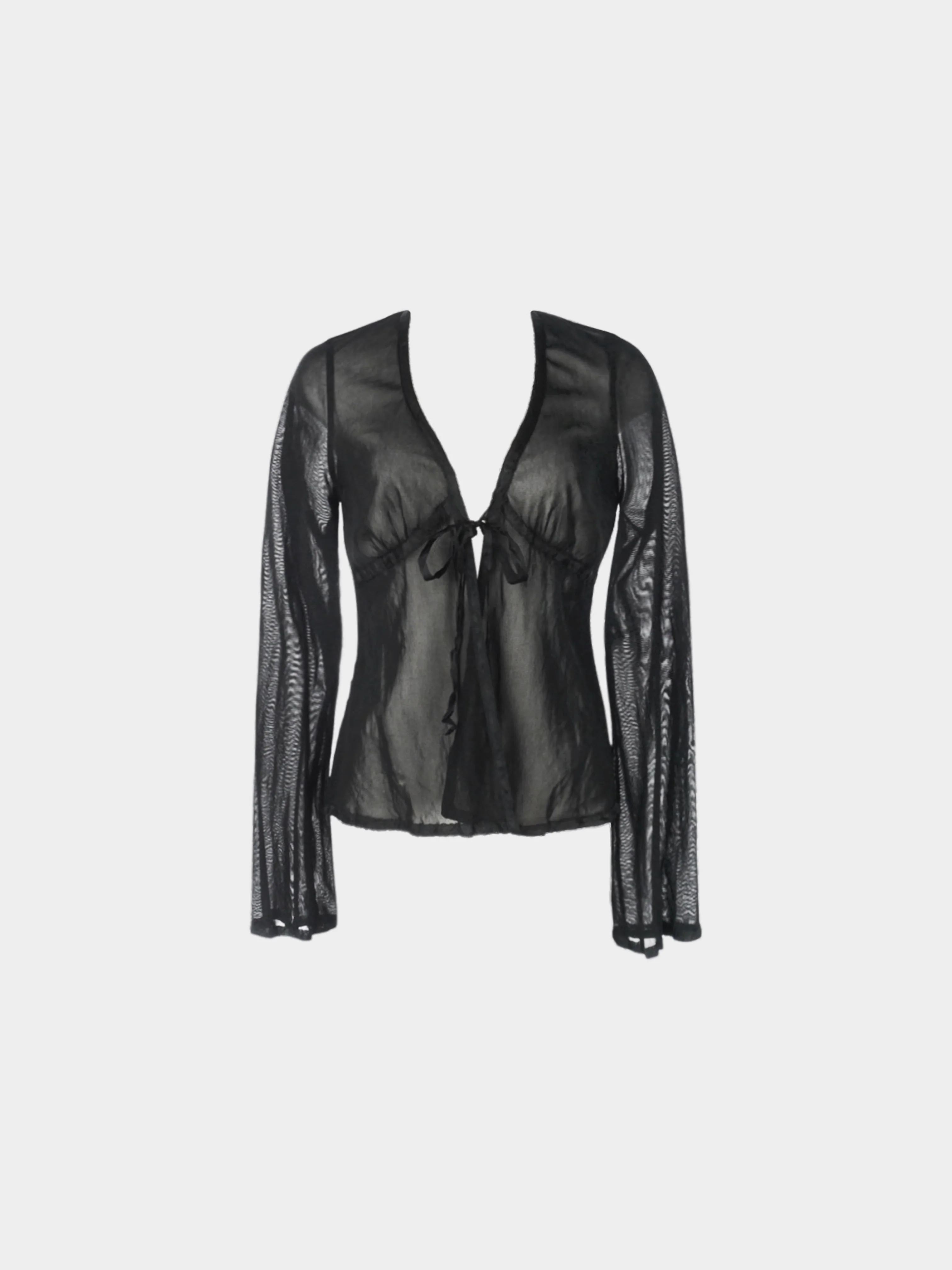 Jean Paul Gaultier 2000s Black Nylon Mesh Long Sleeve Top