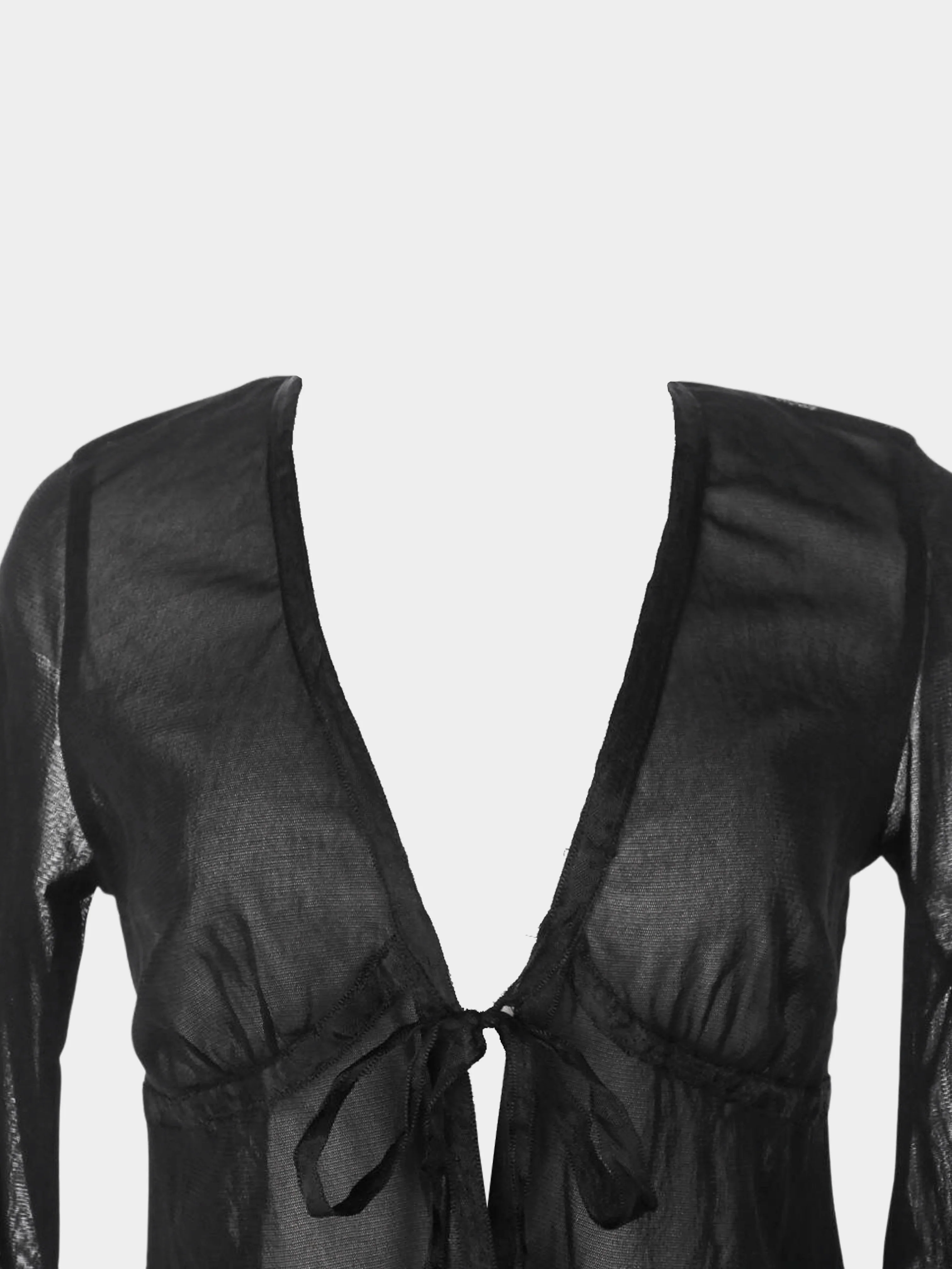 Jean Paul Gaultier 2000s Black Nylon Mesh Long Sleeve Top - Image 3