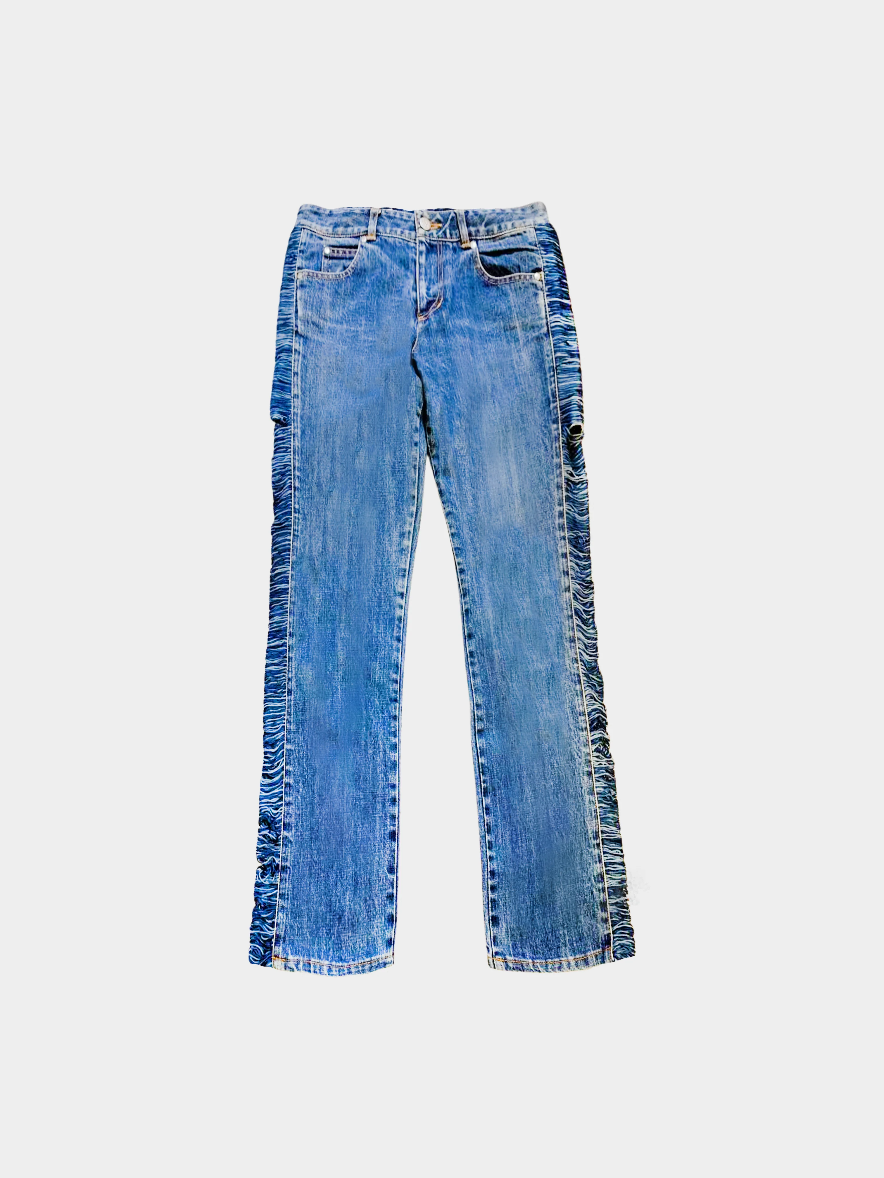 Jean Paul Gaultier 2000s Blue Denim Fringe Jeans