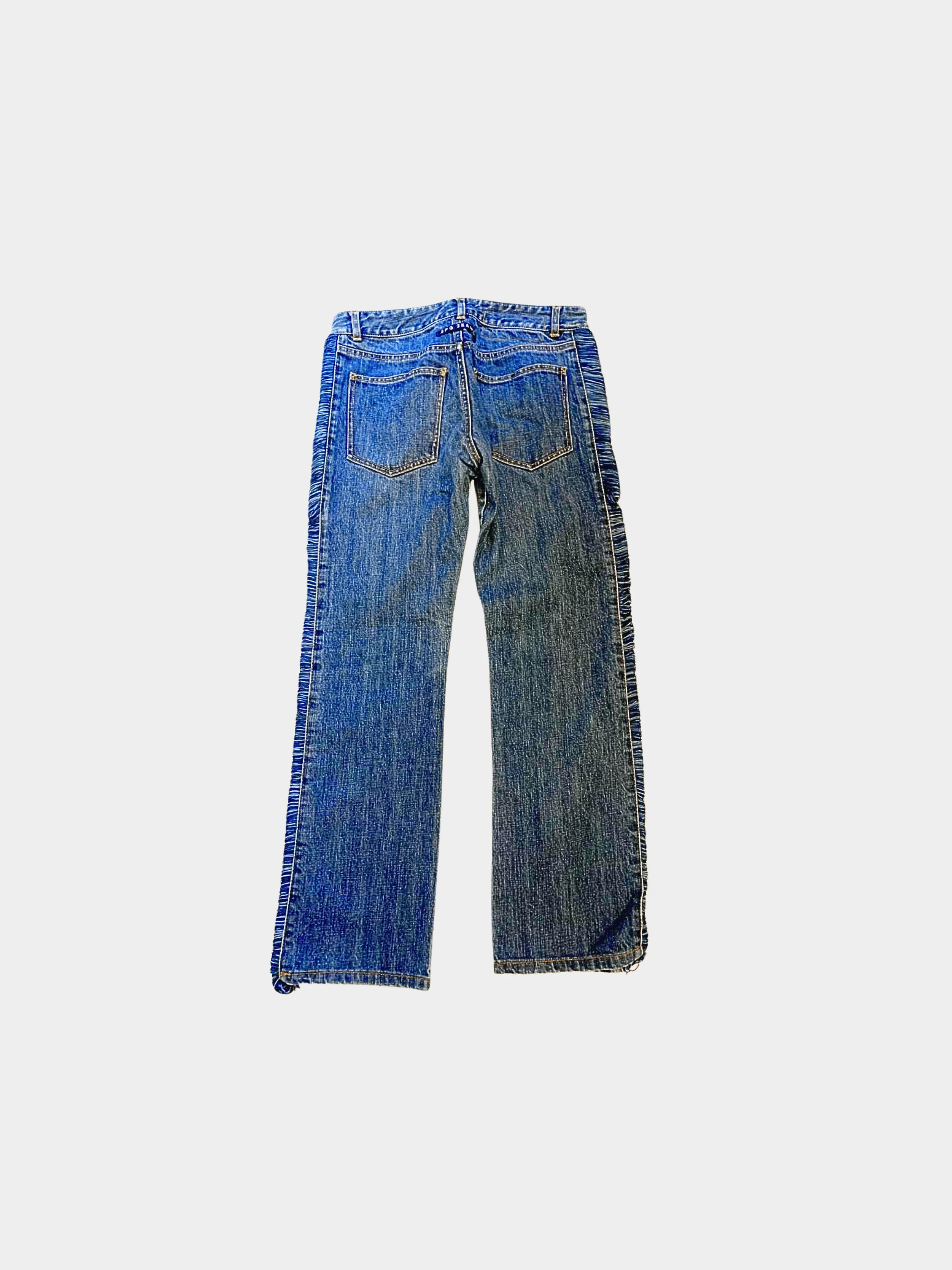 Jean Paul Gaultier 2000s Blue Denim Fringe Jeans - Image 2