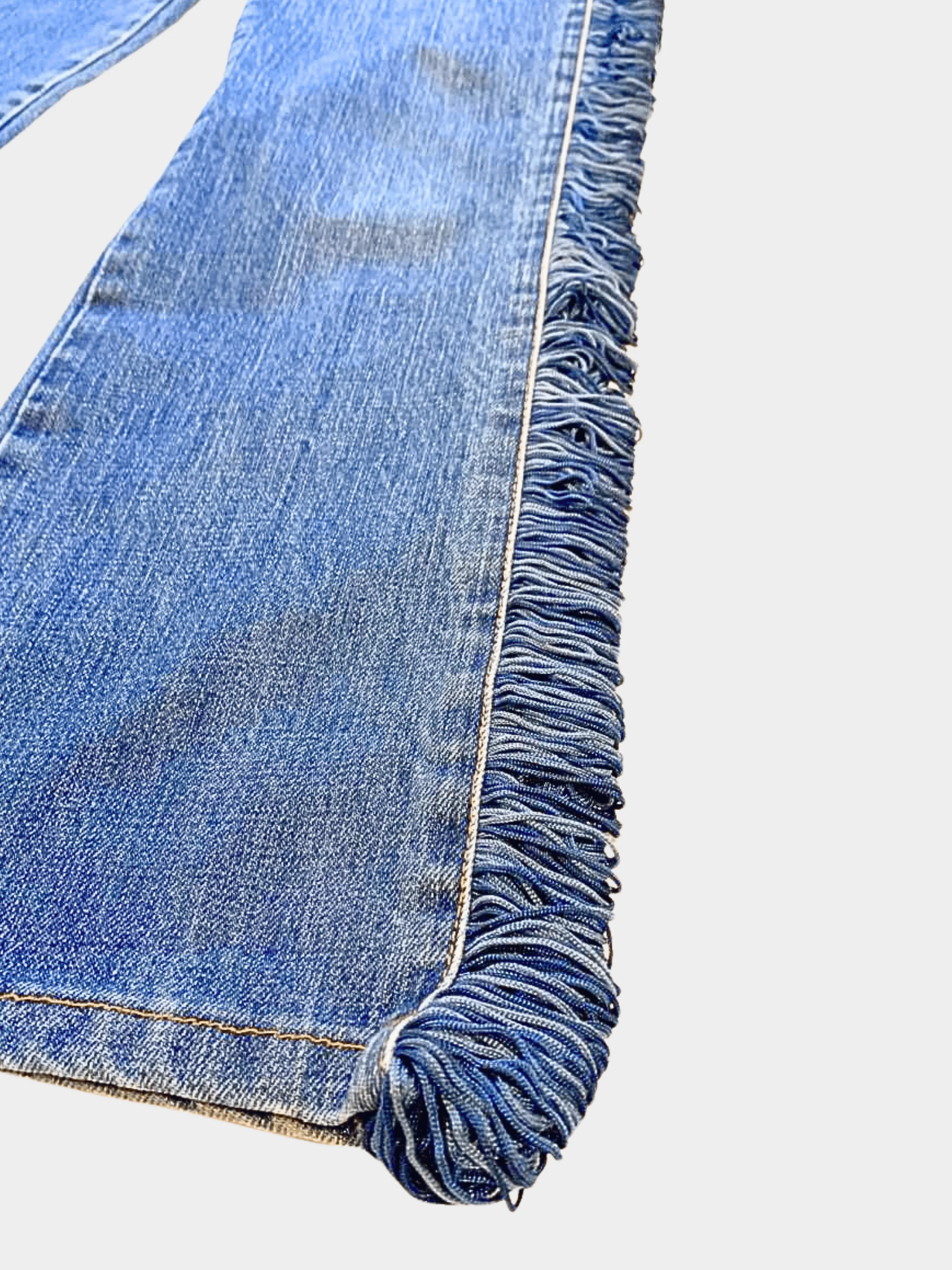 Jean Paul Gaultier 2000s Blue Denim Fringe Jeans - Image 4