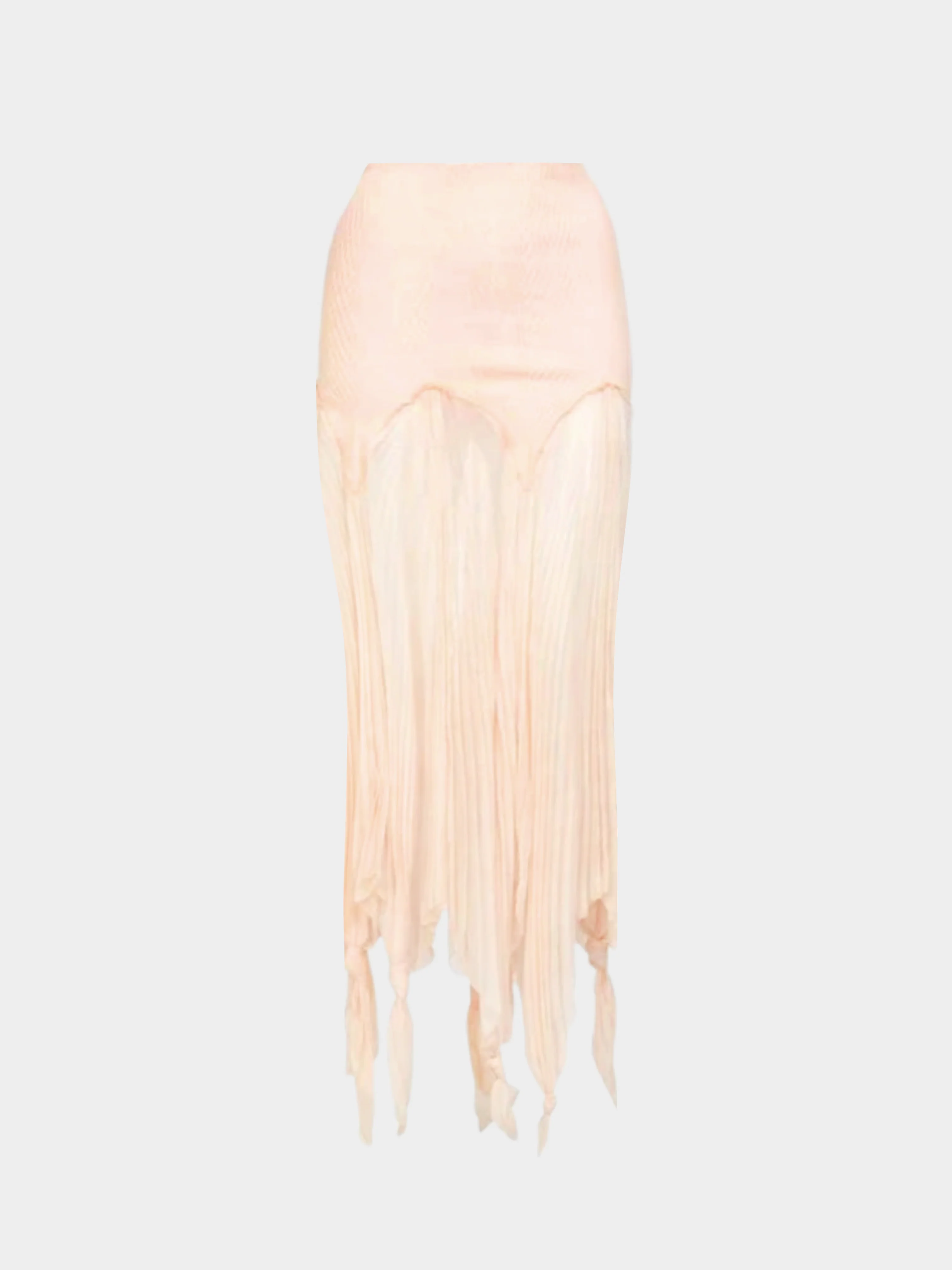 Jean Paul Gaultier 2000s Blush Crinkle Silk Chiffon Rib Knit Yoke Skirt