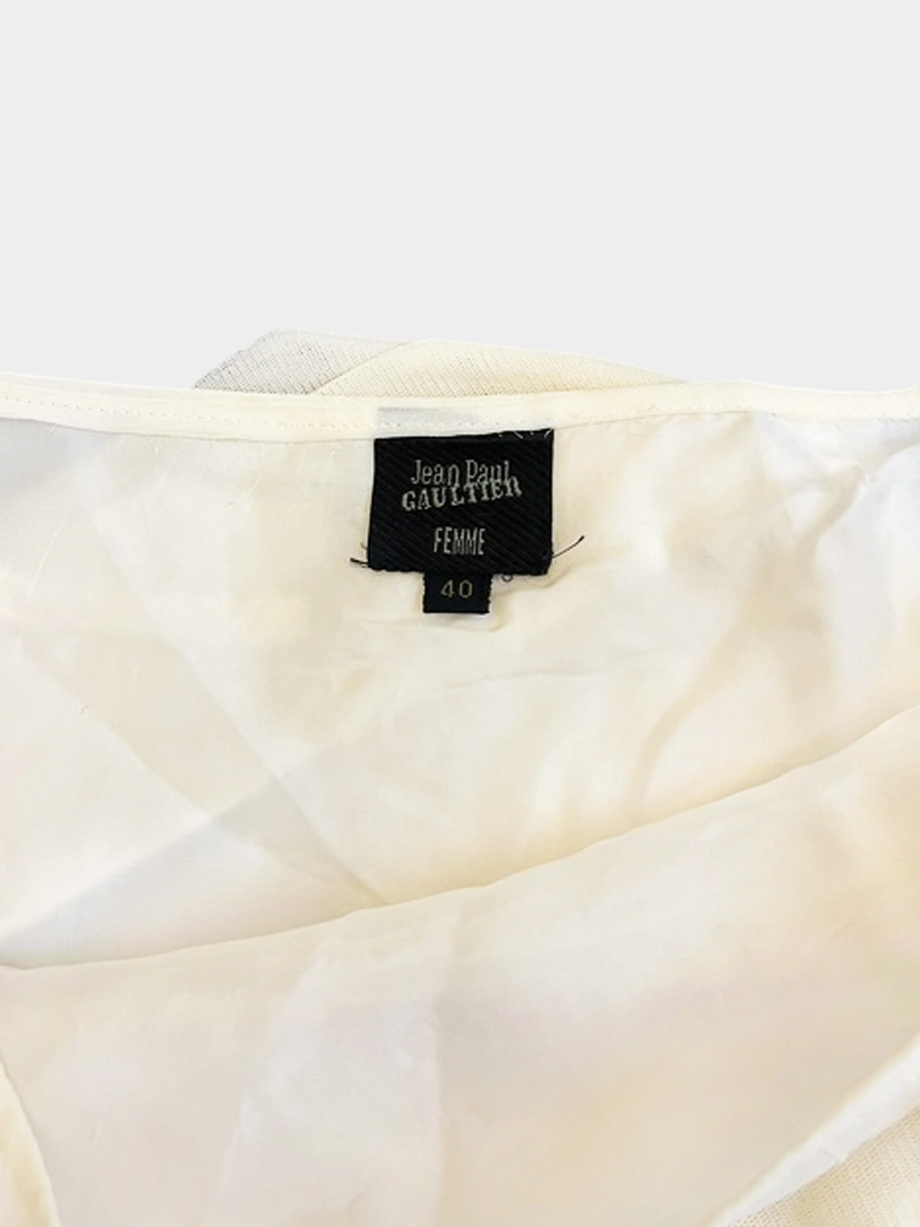 Jean Paul Gaultier 2000s Cream Asymmetrical-style Sheer Ruffle Skirt - Image 3