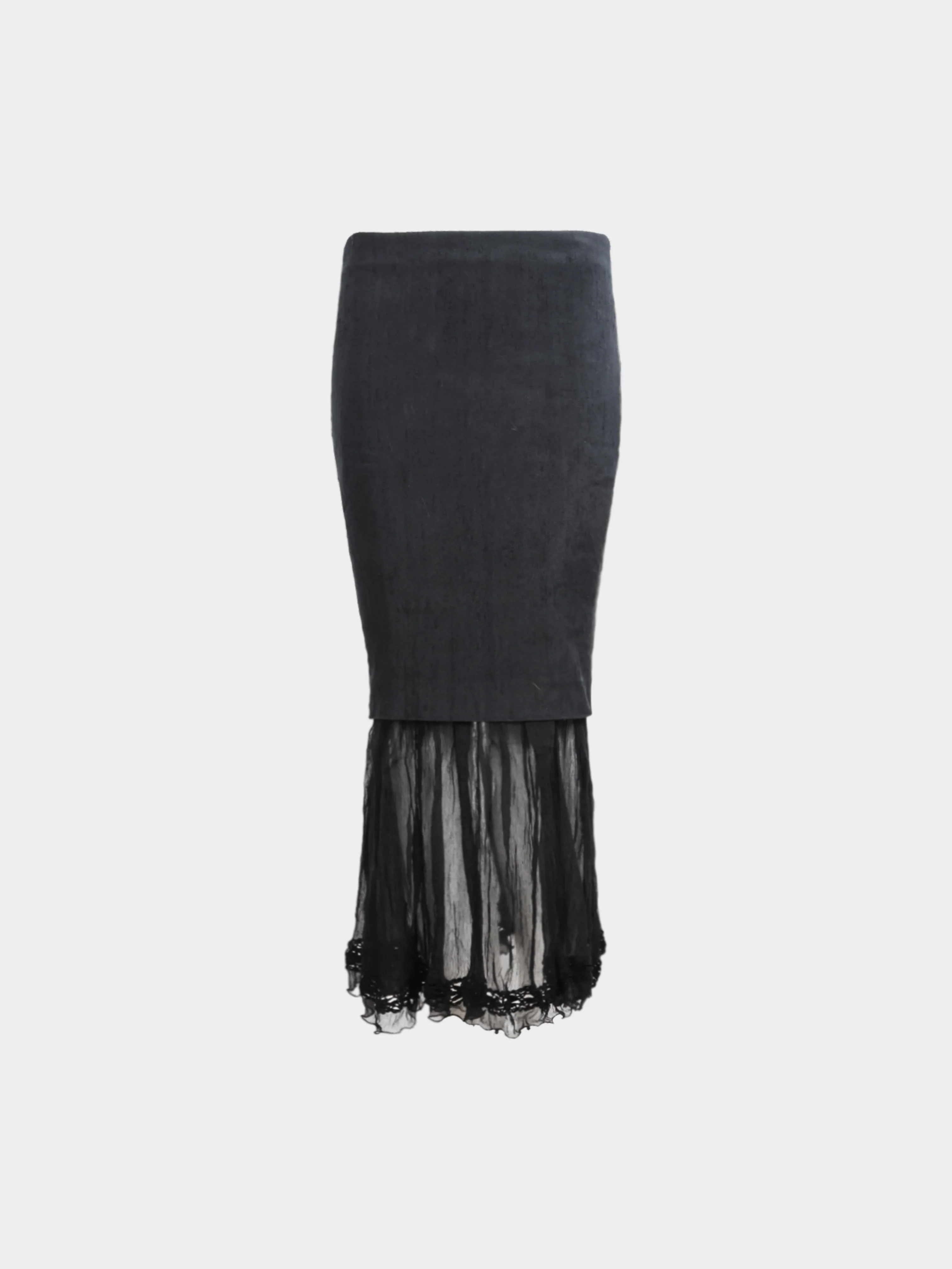 Jean Paul Gaultier 2000s Femme Black Lace Detail Pencil Skirt