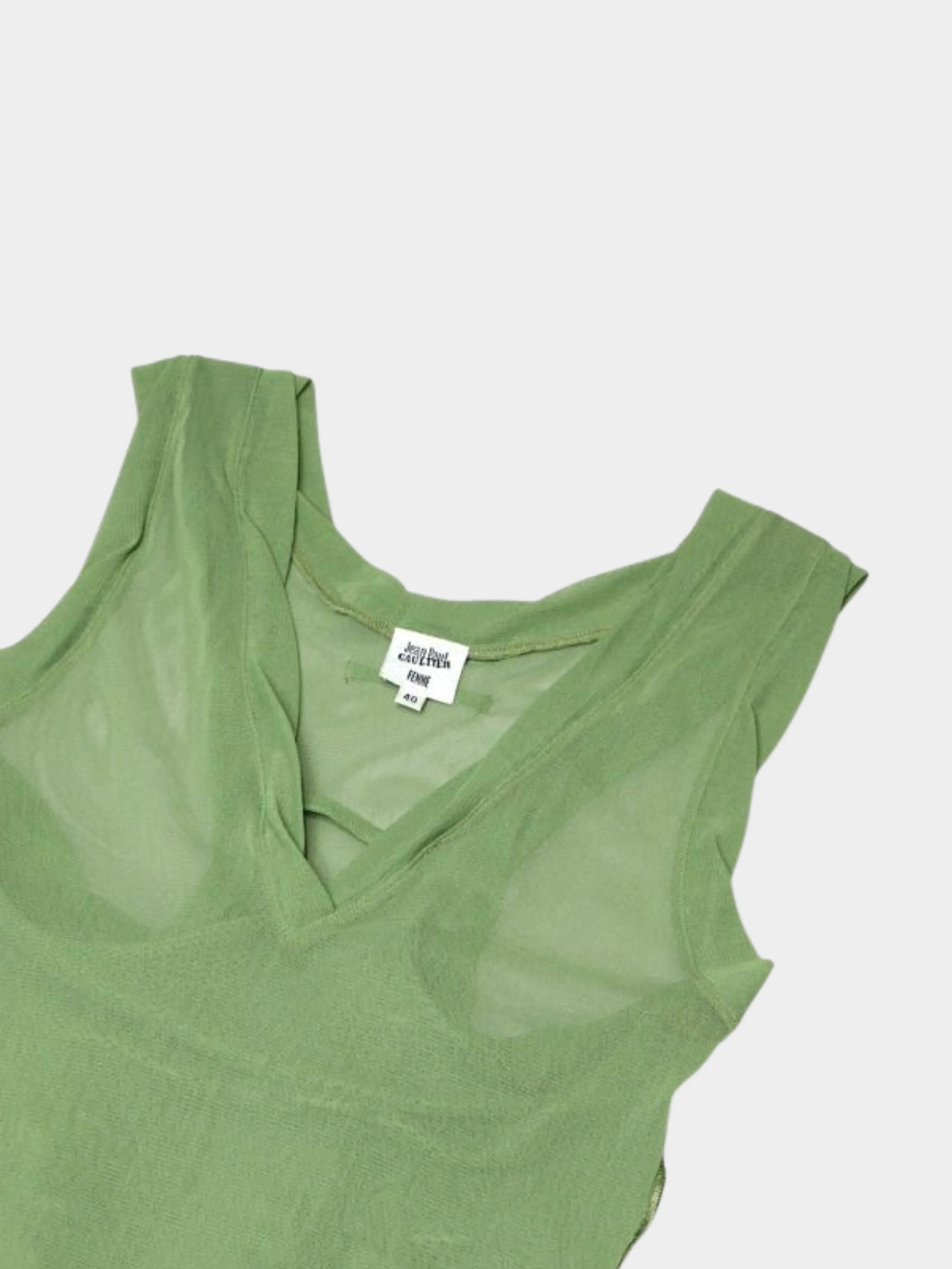 Jean Paul Gaultier 2000s Green Mesh Tie Up Top - Image 3