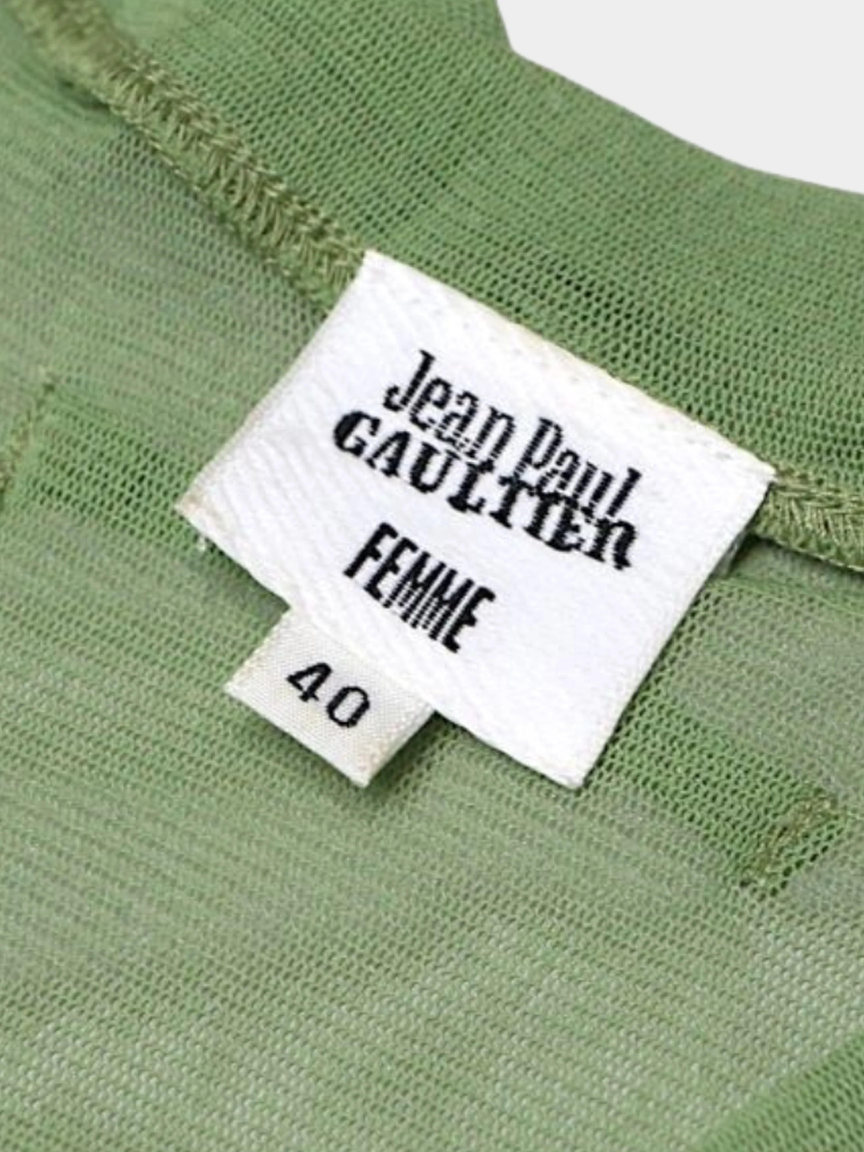 Jean Paul Gaultier 2000s Green Mesh Tie Up Top - Image 5