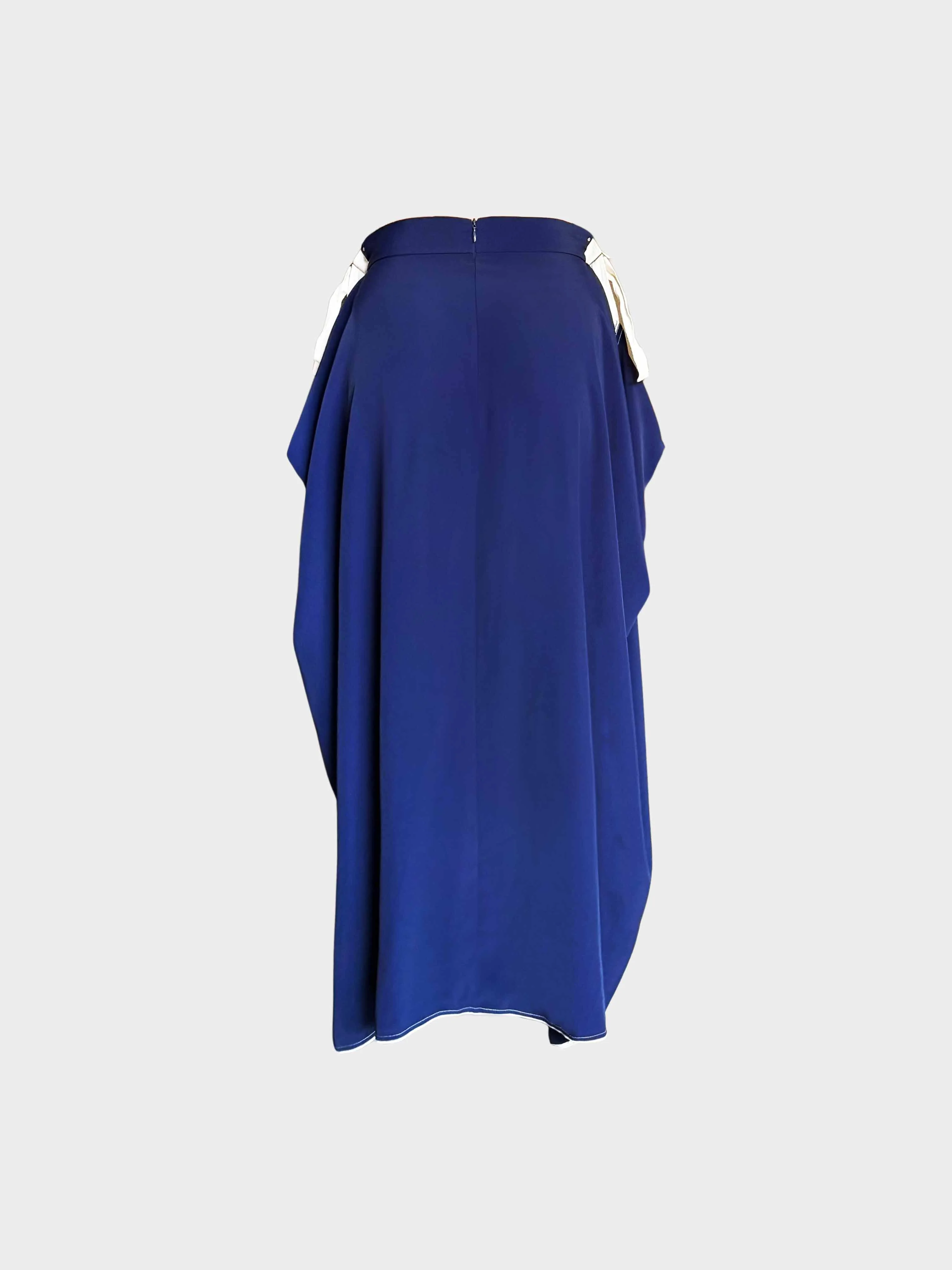 Jean Paul Gaultier 2000s Navy Blue and White Asymmetrical Skirt - Image 2