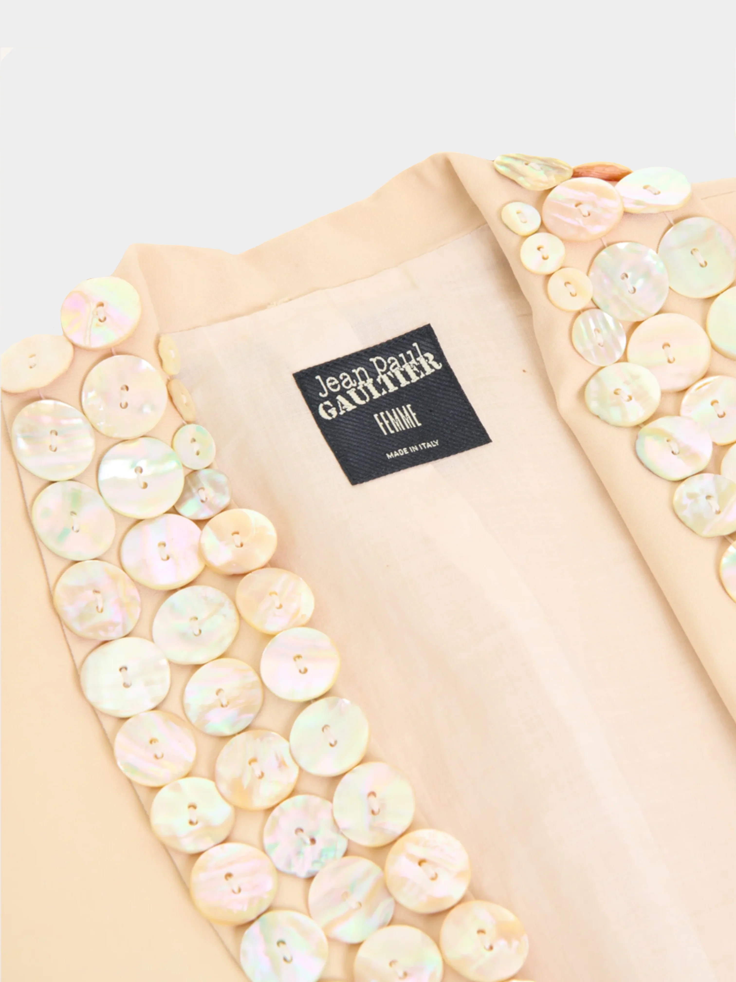 Jean Paul Gaultier Couture SS 2003 Cream "Mother of Pearl" Buttons Blazer - Image 3