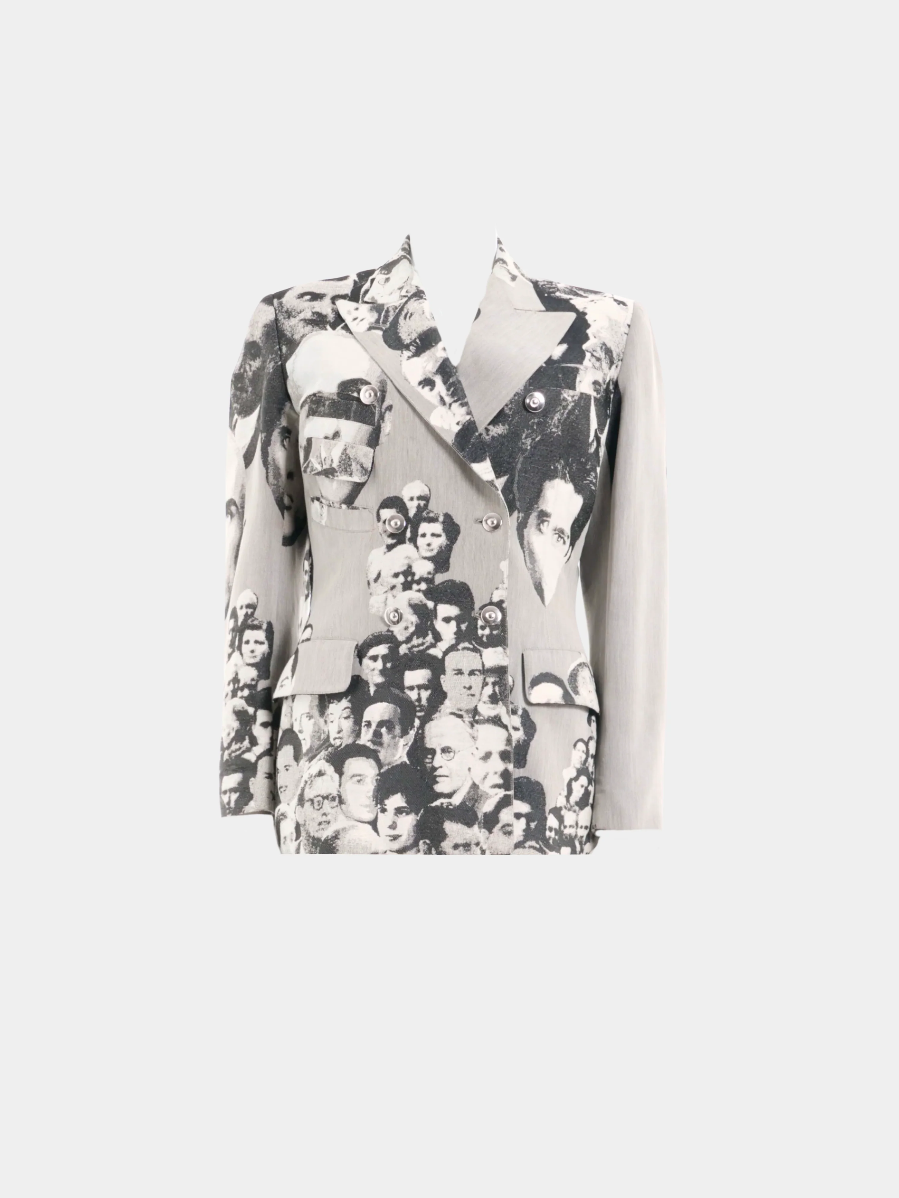 Jean Paul Gaultier FW 1992 âFanatics of Photographyâ Grey jacquard faces blazer