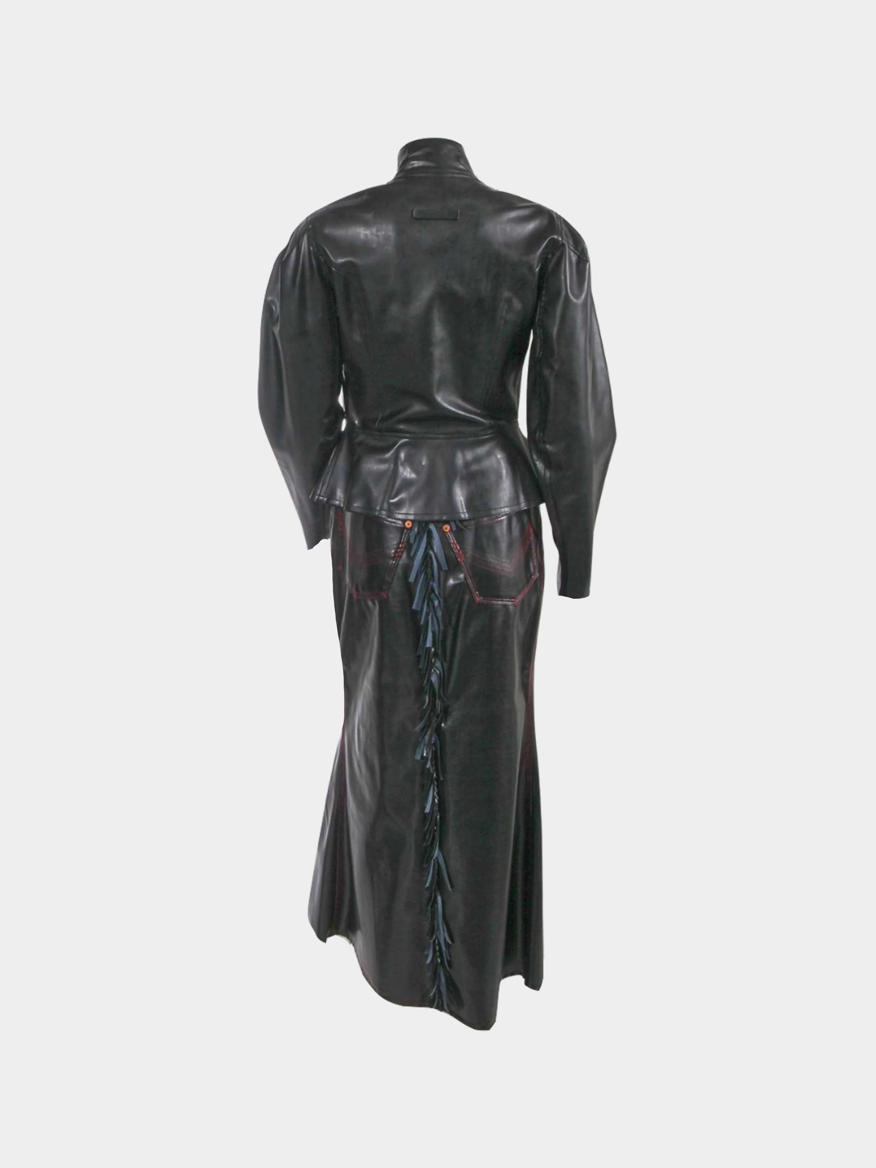 Jean Paul Gaultier FW 1996 Black Leather Jacket and Maxi Skirt Set - Image 2