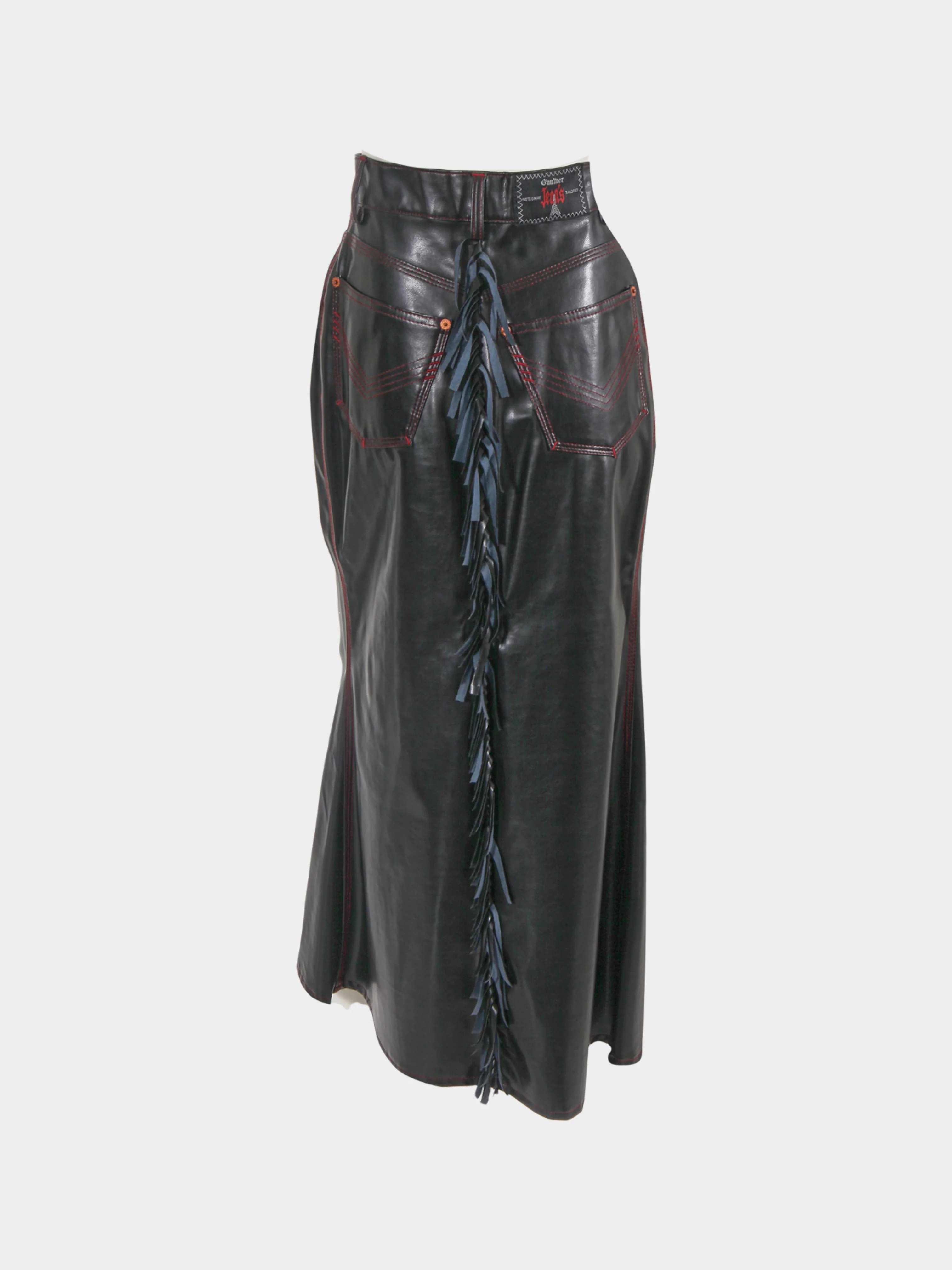 Jean Paul Gaultier FW 1996 Black Leather Jacket and Maxi Skirt Set - Image 4