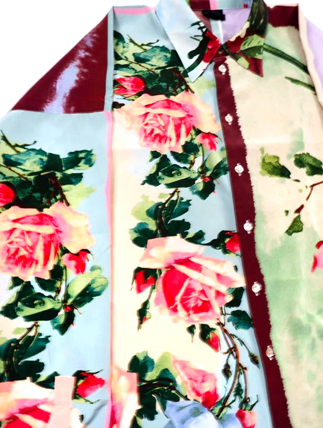 Jean Paul Gaultier 2000s Homme Rose Print Button Up Shirt - Image 3