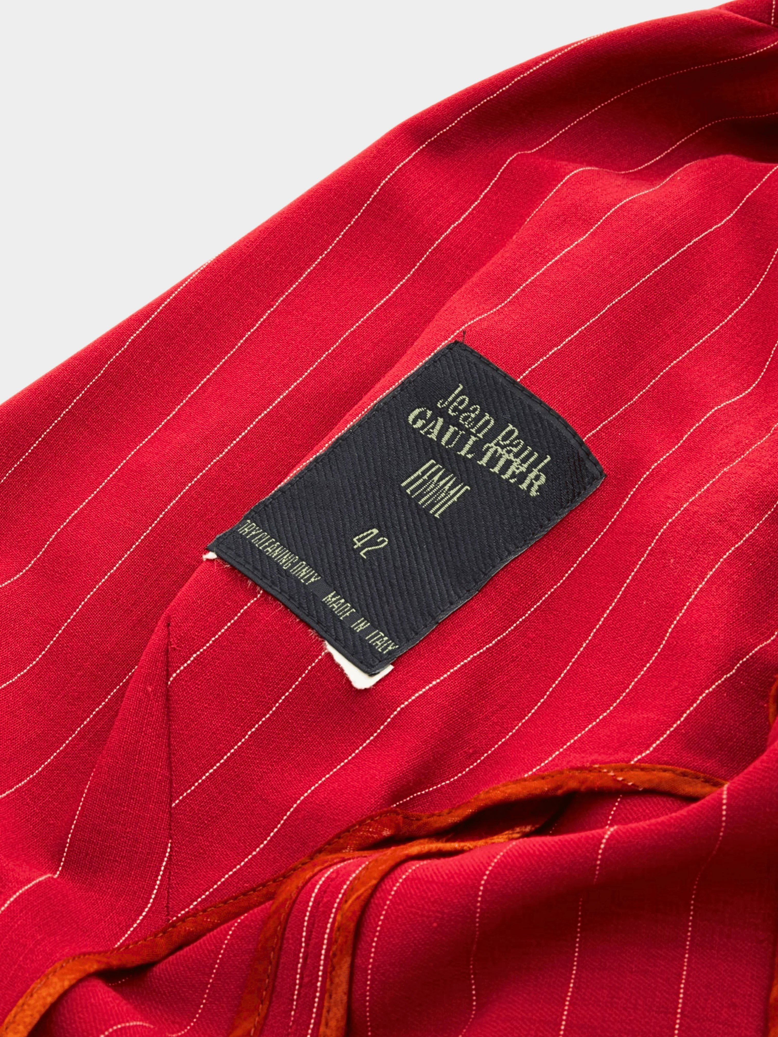 Jean Paul Gaultier SS 1993 Red Pinstripe Wool Jacket - Image 4