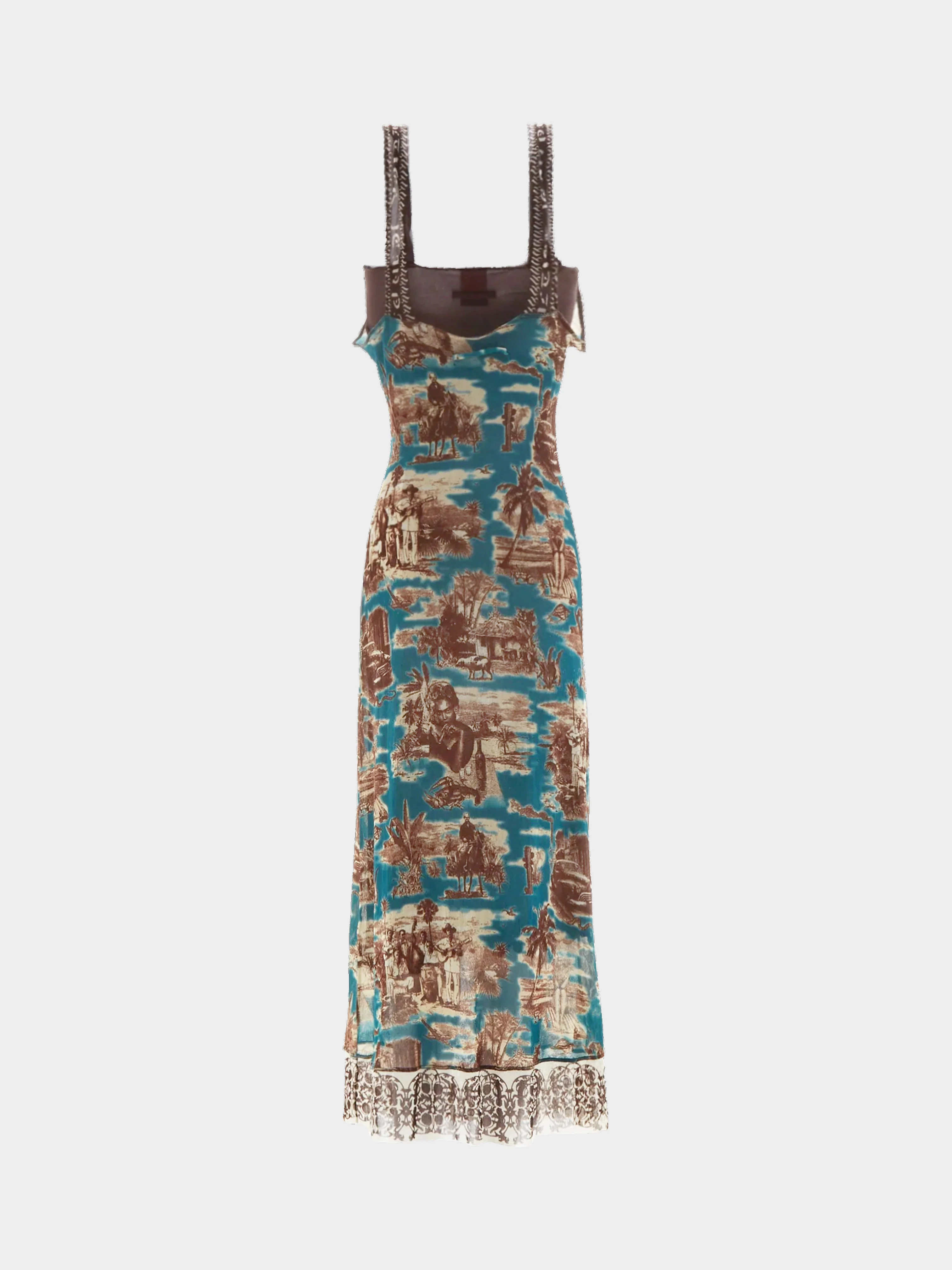 Jean Paul Gaultier SS 1998 Cuba Print Mesh Maxi Dress - Image 2