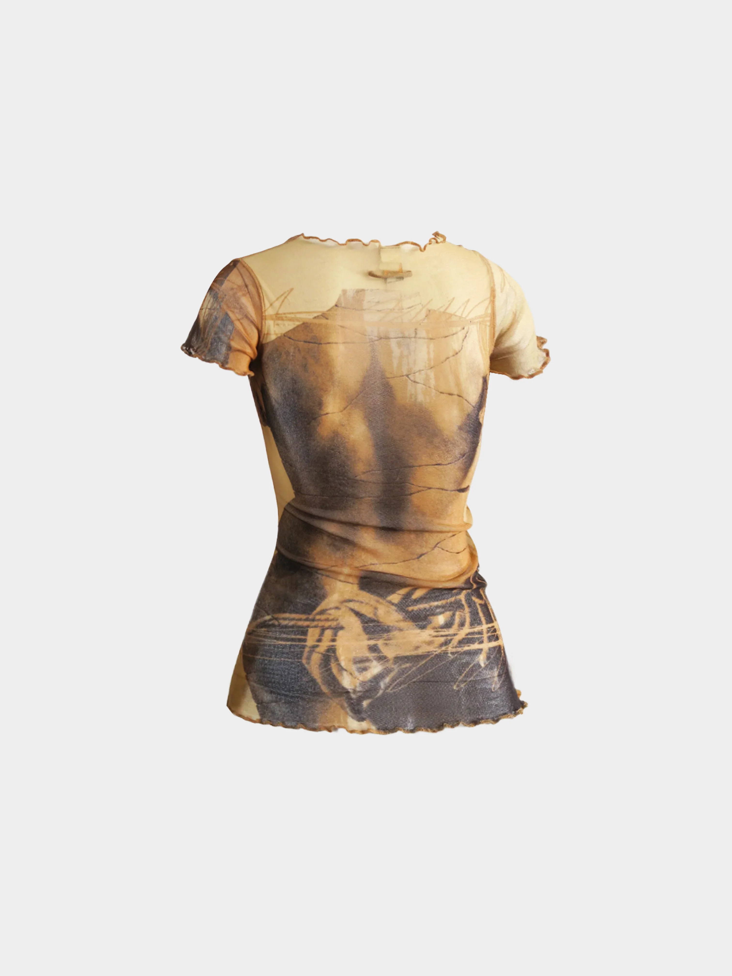 Jean Paul Gaultier SS 1999 Brown Venus de Milo Short Sleeve Mesh Top - Image 2