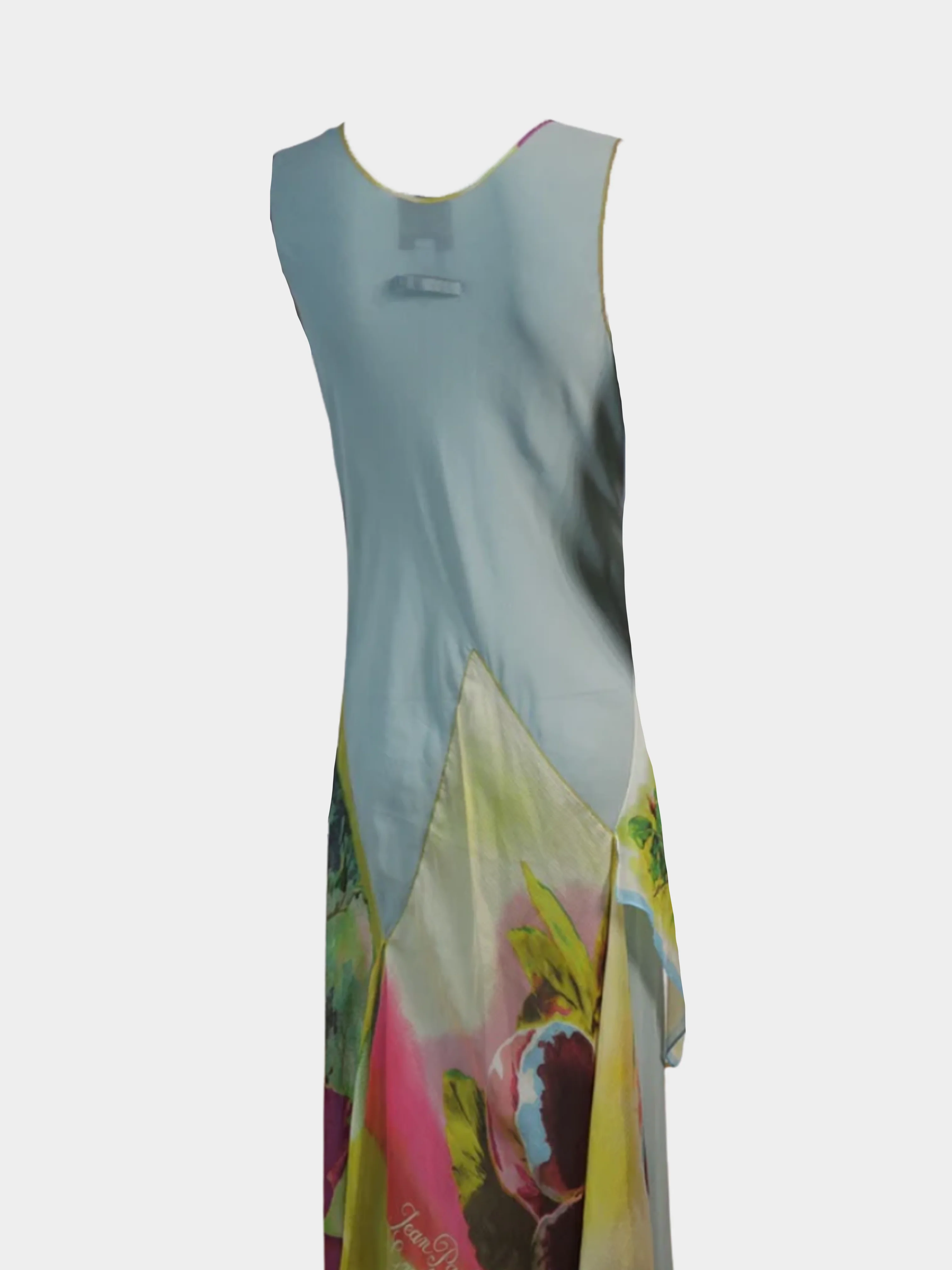 Jean Paul Gaultier SS 2001 Blue Silk Sheer Floral Dress - Image 2