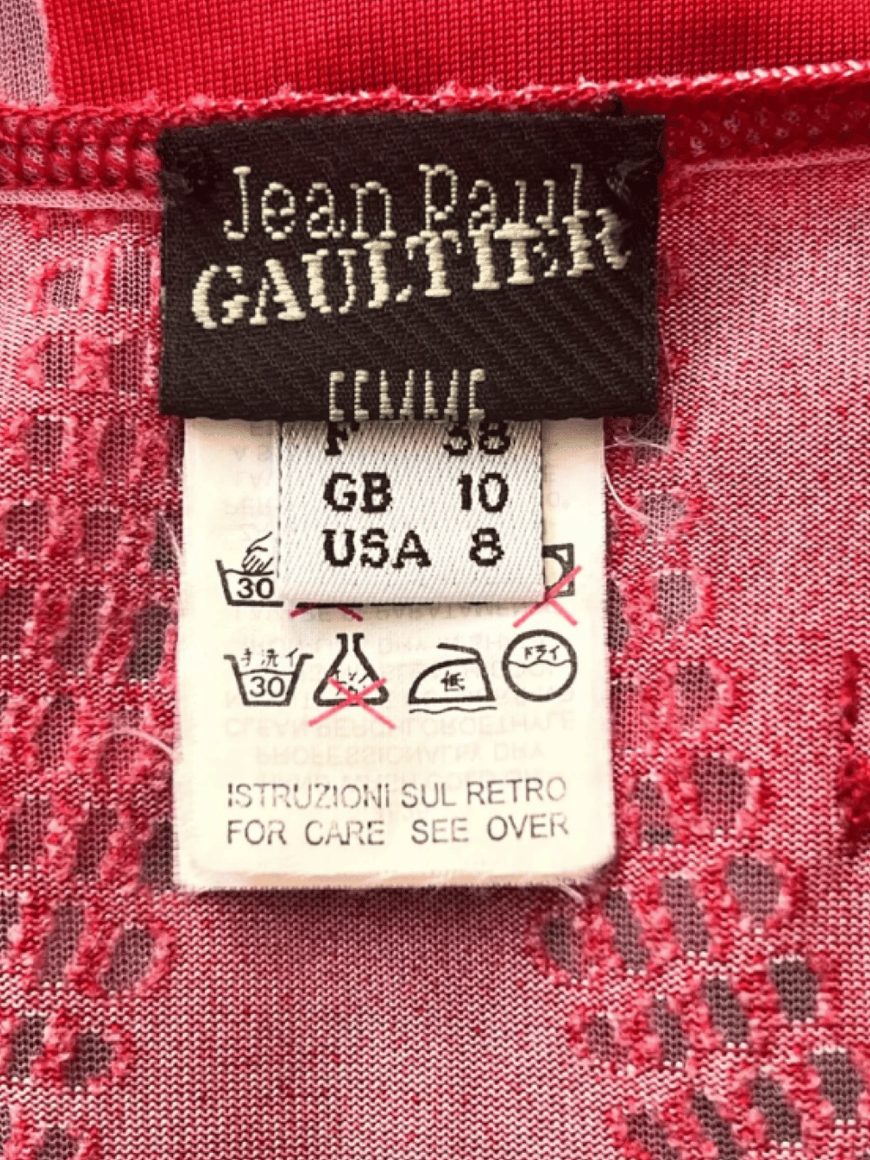 Jean Paul Gaultier SS 2001 Red Art Nouveau Sheer Cutout Tank Dress - Image 8