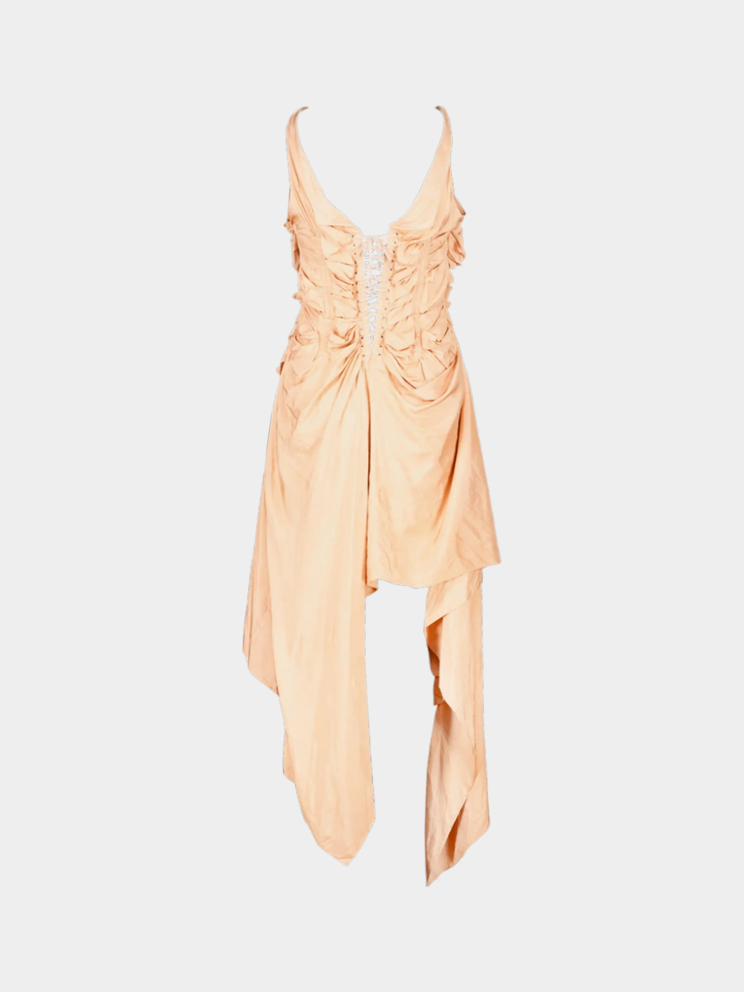 Jean Paul Gaultier SS 2004 Runway Beige Pink Corseted Asymmetrical Dress - Image 2