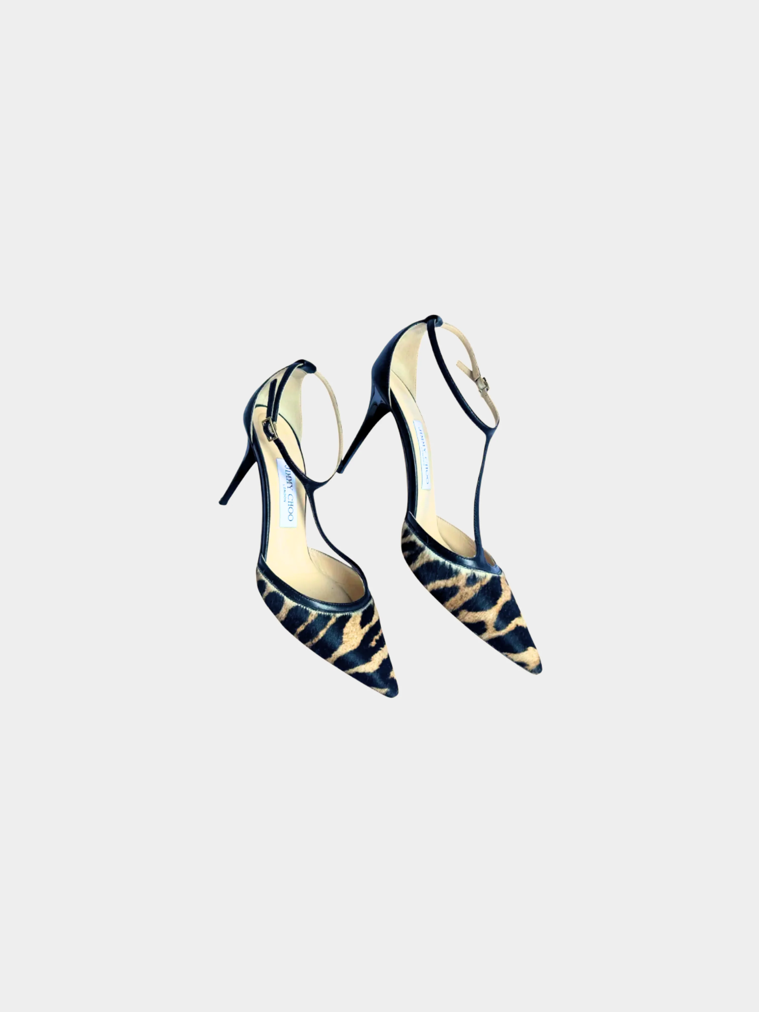 Jimmy Choo 2000s Beige Pony Hair Tiger Print Heels - Image 2