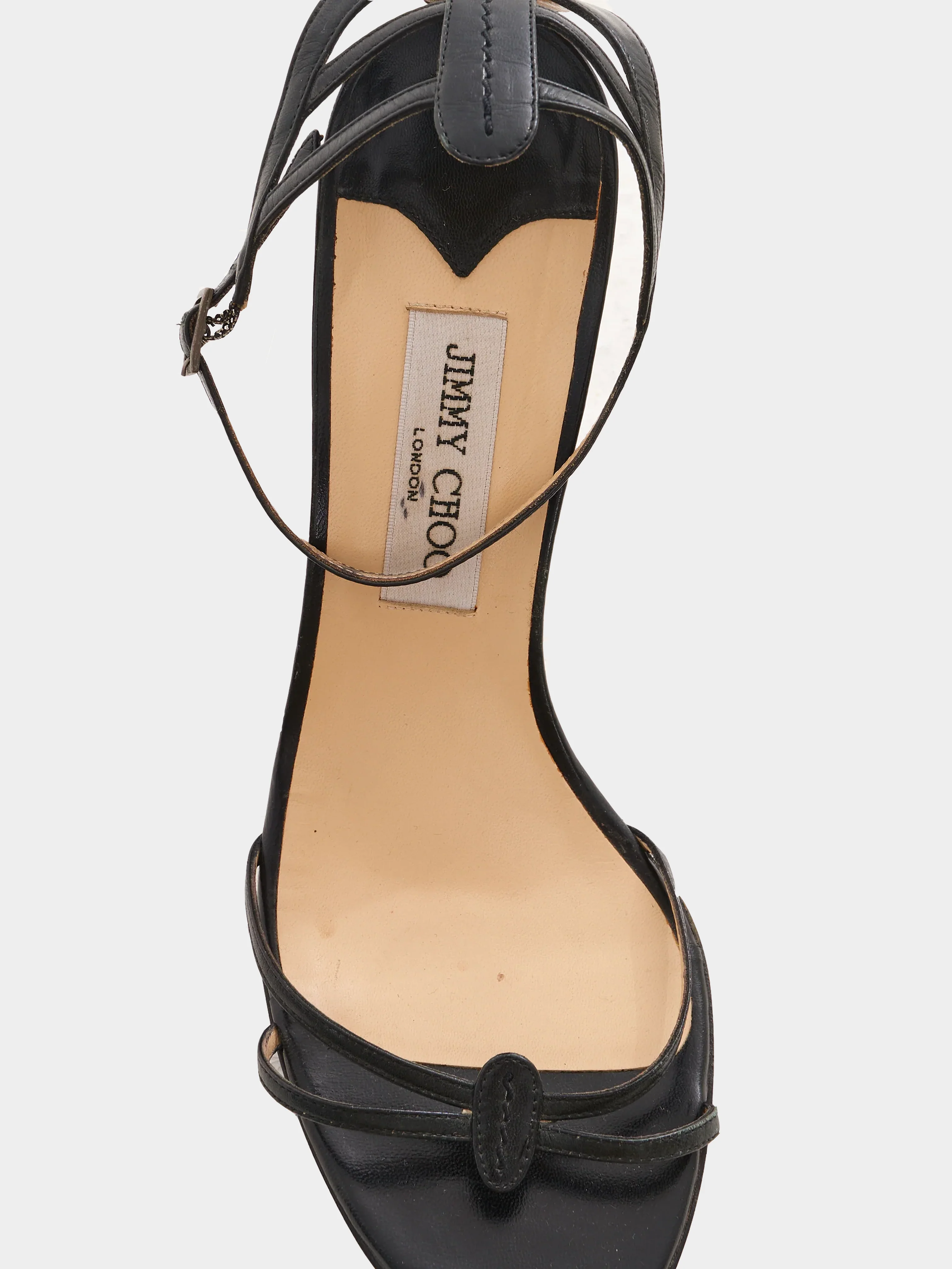 Jimmy Choo 2000s Black Leather Ankle Strap Sandals - Image 3