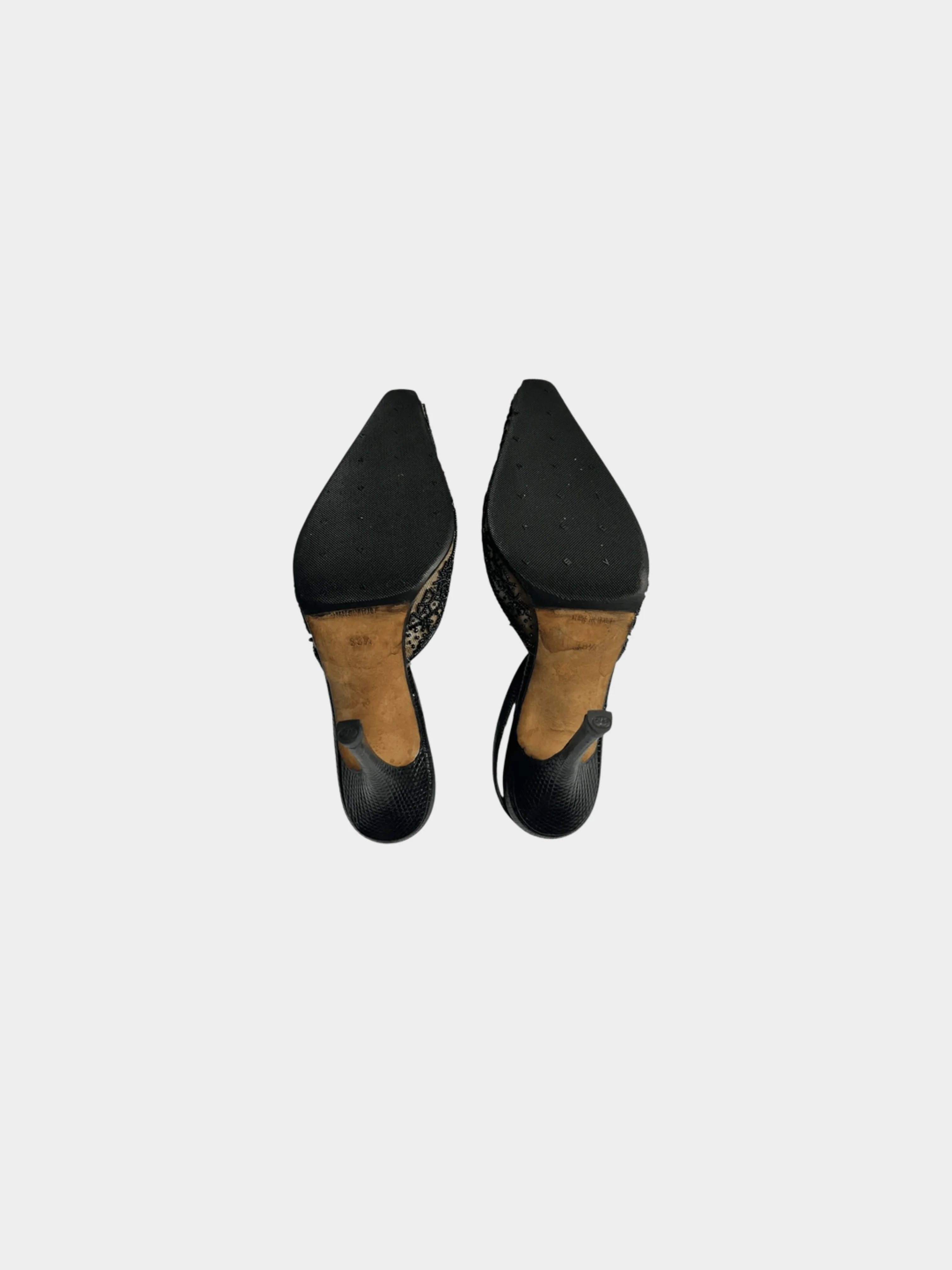 Jimmy Choo 2000s Black Leather Mesh Mules - Image 3