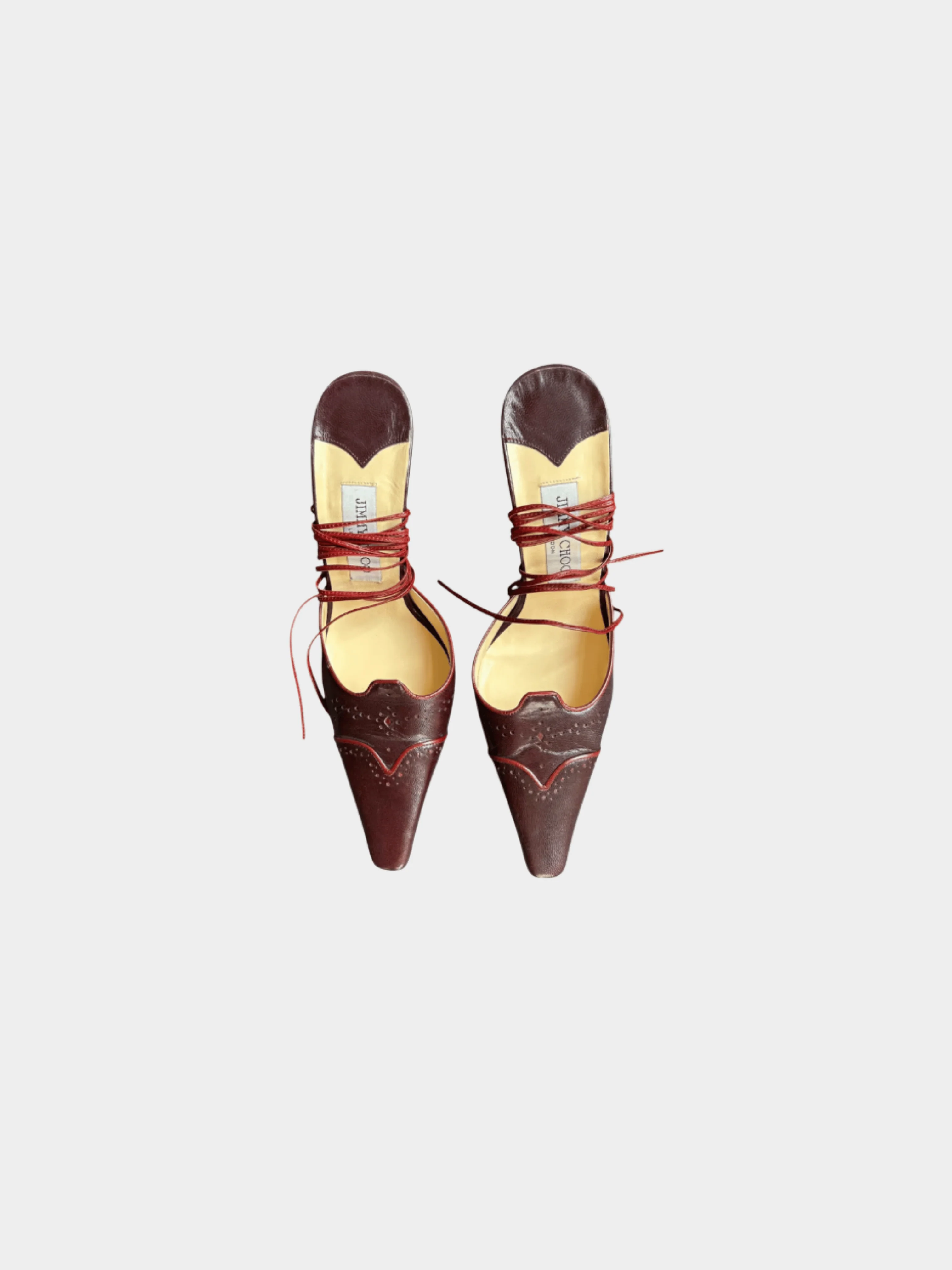 Jimmy Choo 2000s Burgundy Leather Wrap Around Heels - Image 2