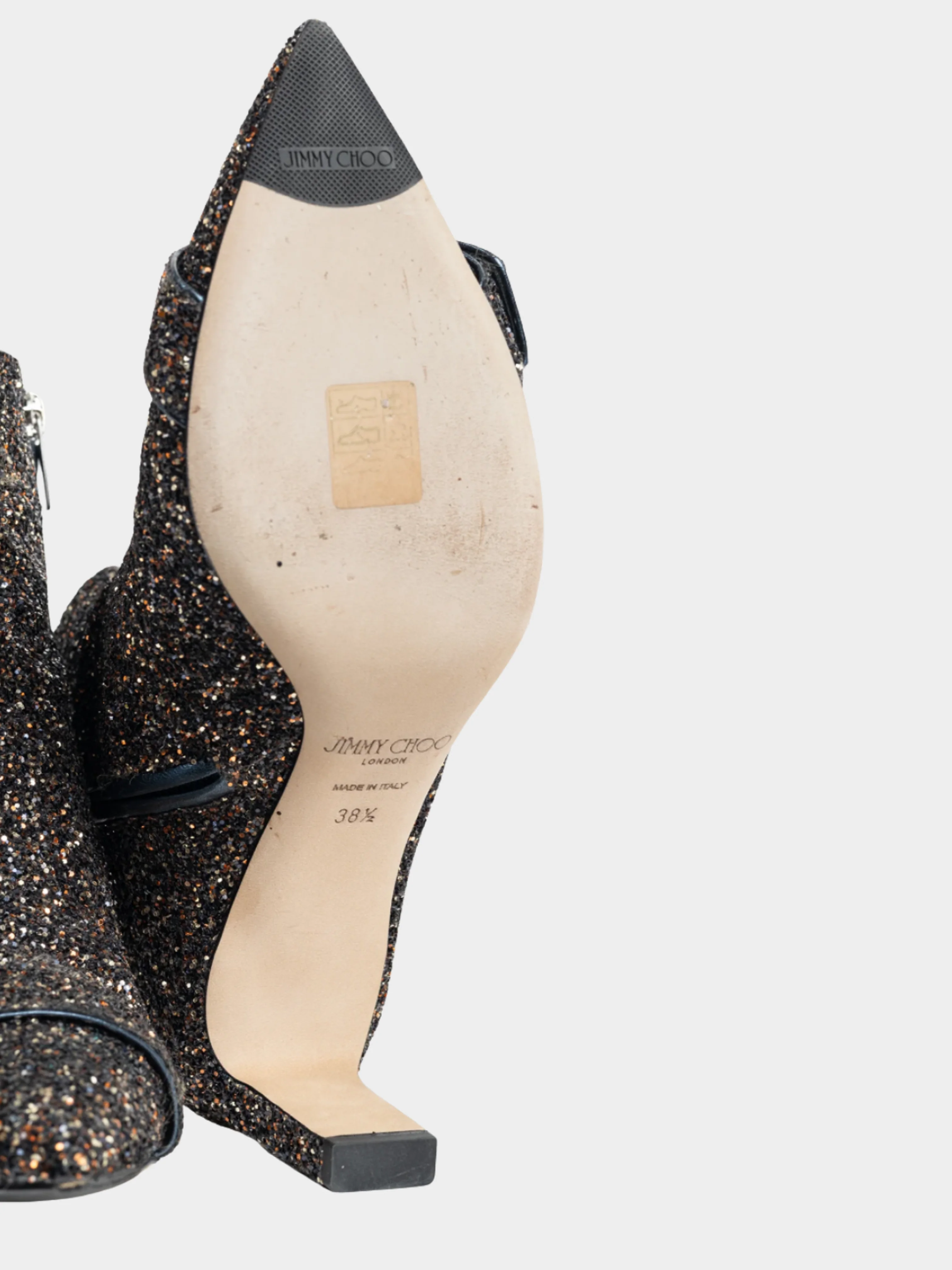 Jimmy Choo 2000s Hanover 65 Amethyst Mix Twinkle Glitter Buckled Booties - Image 5