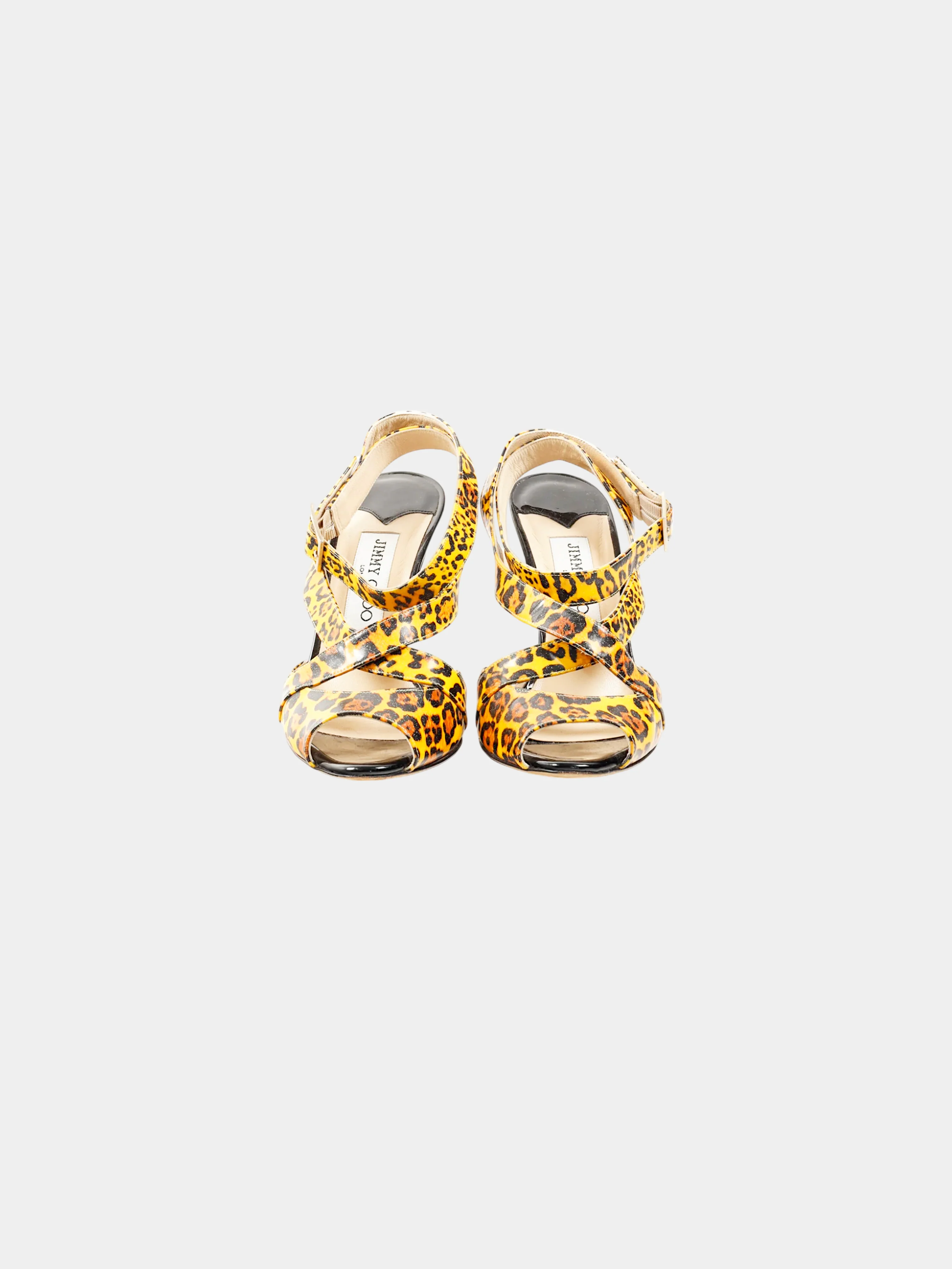 Jimmy Choo 2000s Leopard Patent Leather Strappy Heels - Image 2