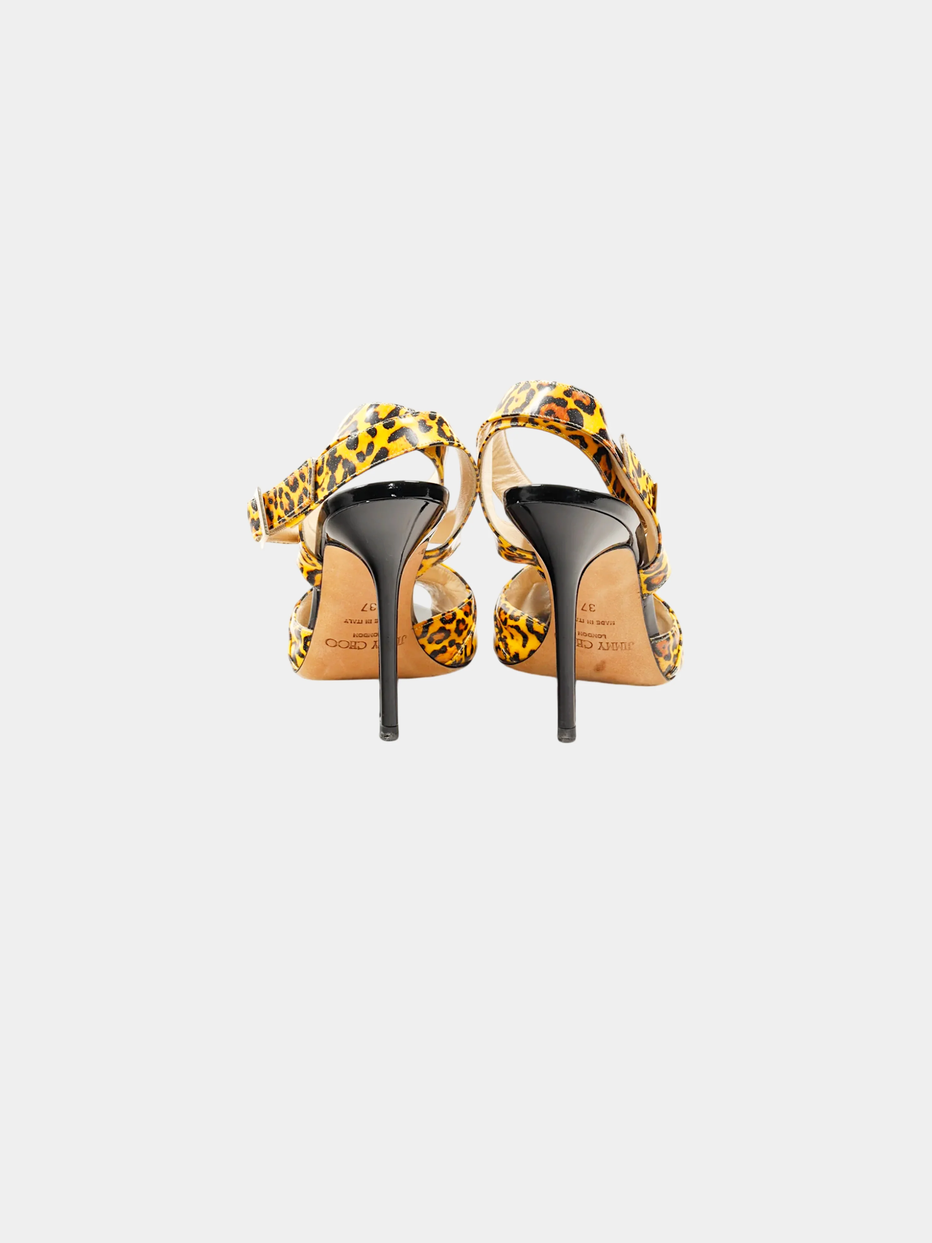 Jimmy Choo 2000s Leopard Patent Leather Strappy Heels - Image 3