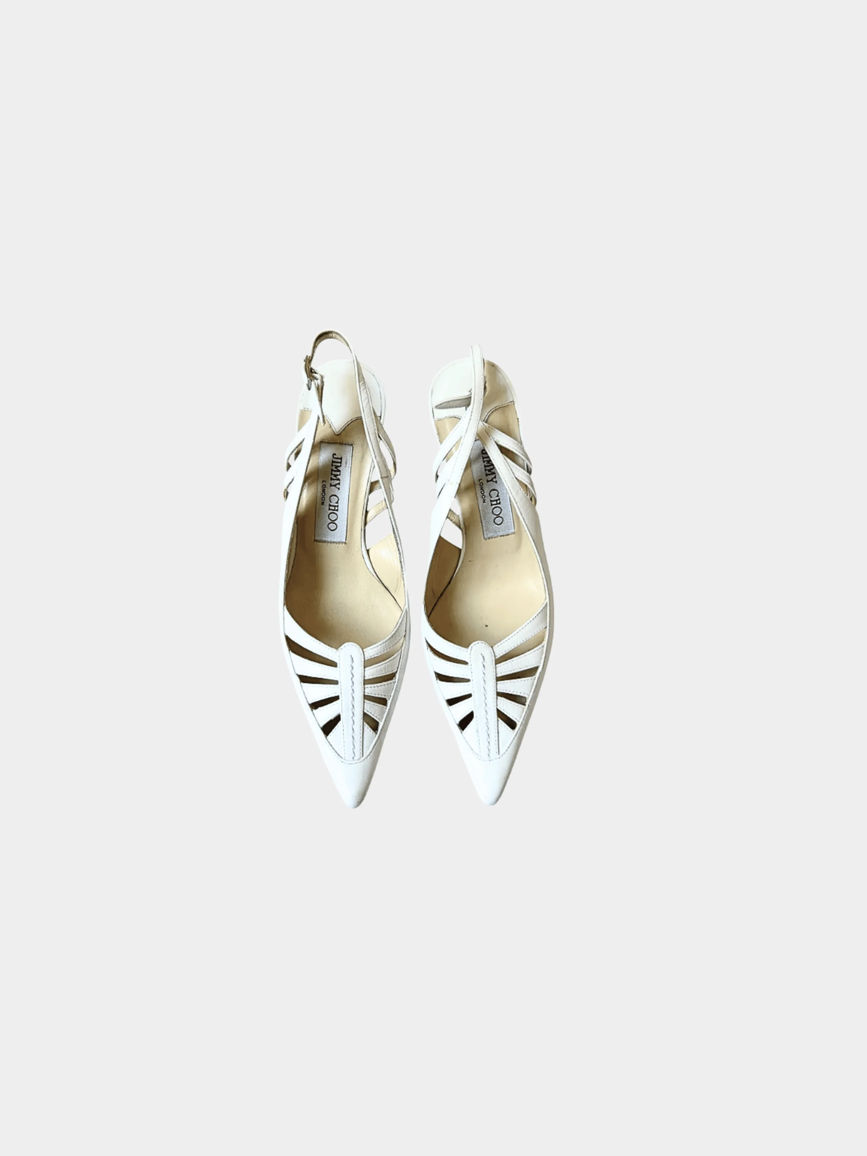 Jimmy Choo 2000s White Leather Slingback Mule Heels - Image 2