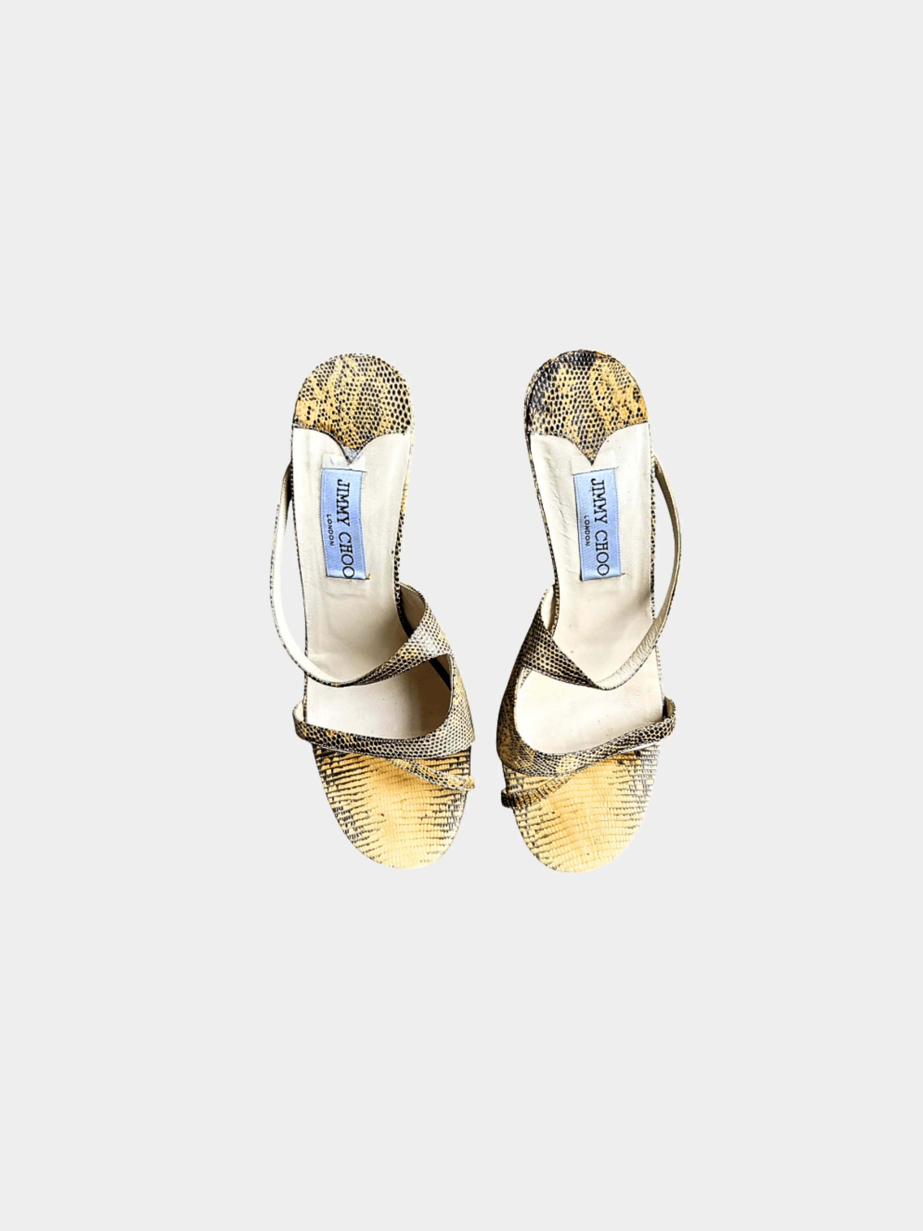 Jimmy Choo 2000s Yellow Python Strappy Heels - Image 2