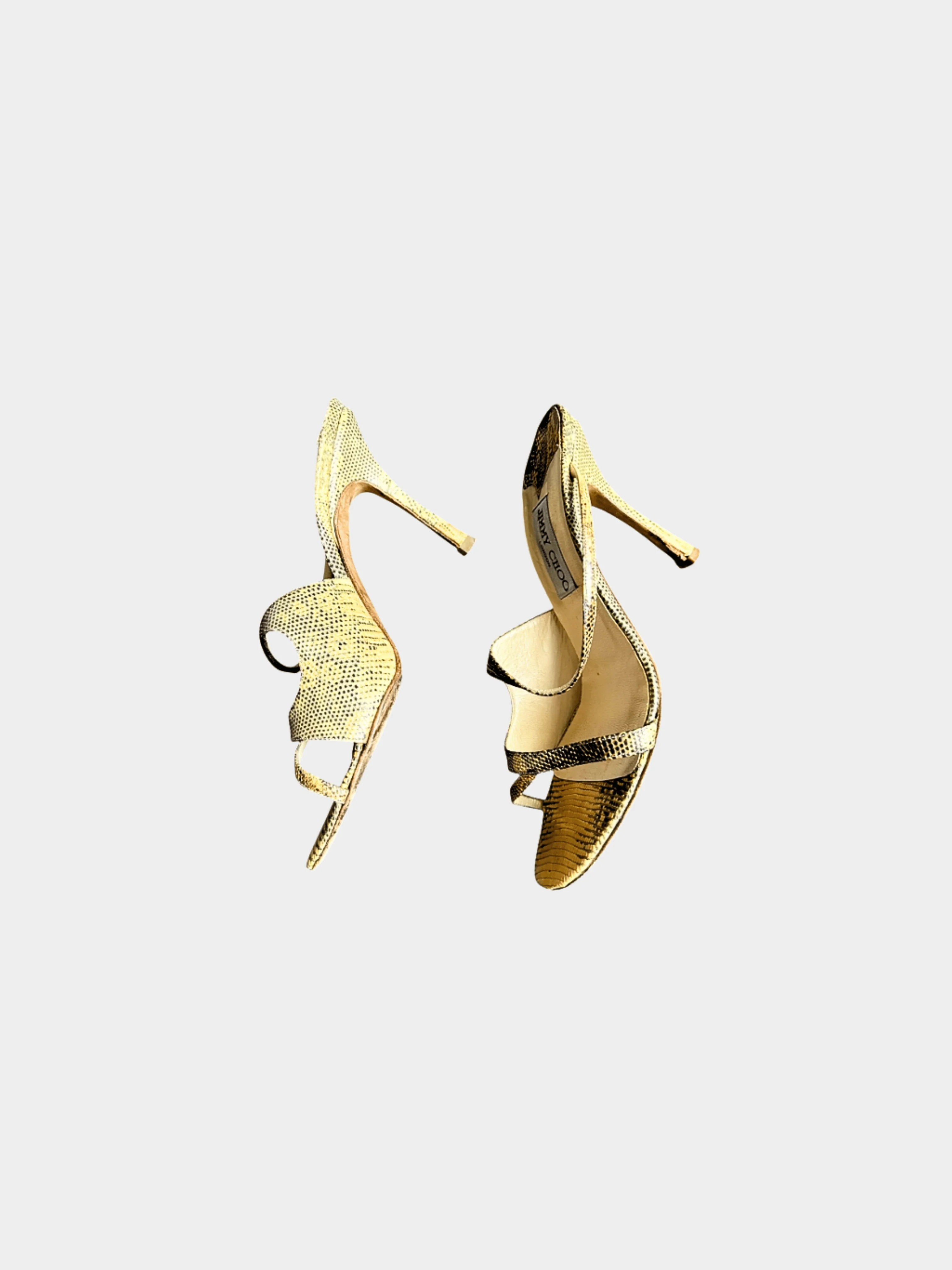 Jimmy Choo 2000s Yellow Python Strappy Heels - Image 3
