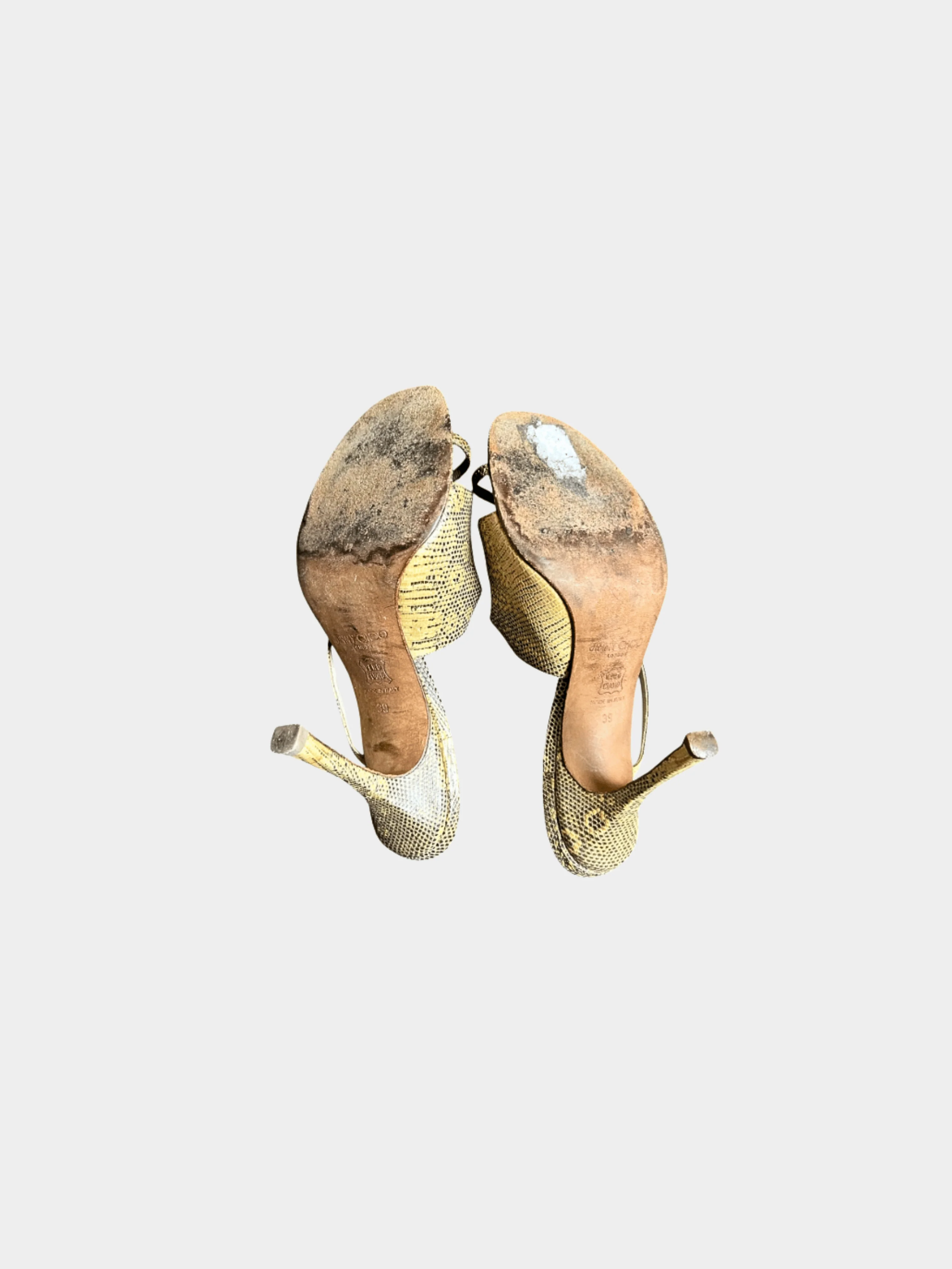 Jimmy Choo 2000s Yellow Python Strappy Heels - Image 4
