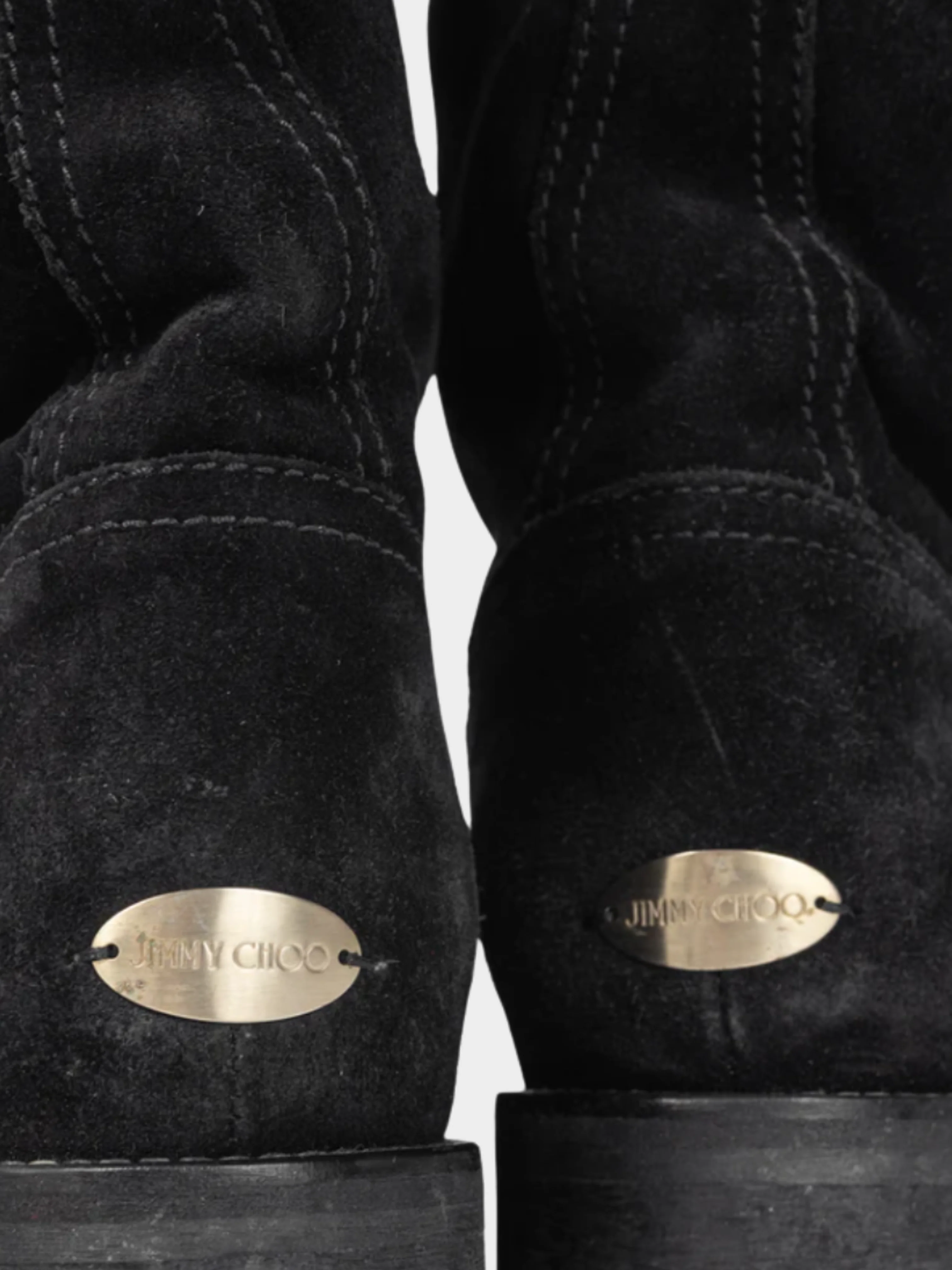 Jimmy Choo 2000s Youth Black Suede Buckled Moto Ankle Boots - Image 5