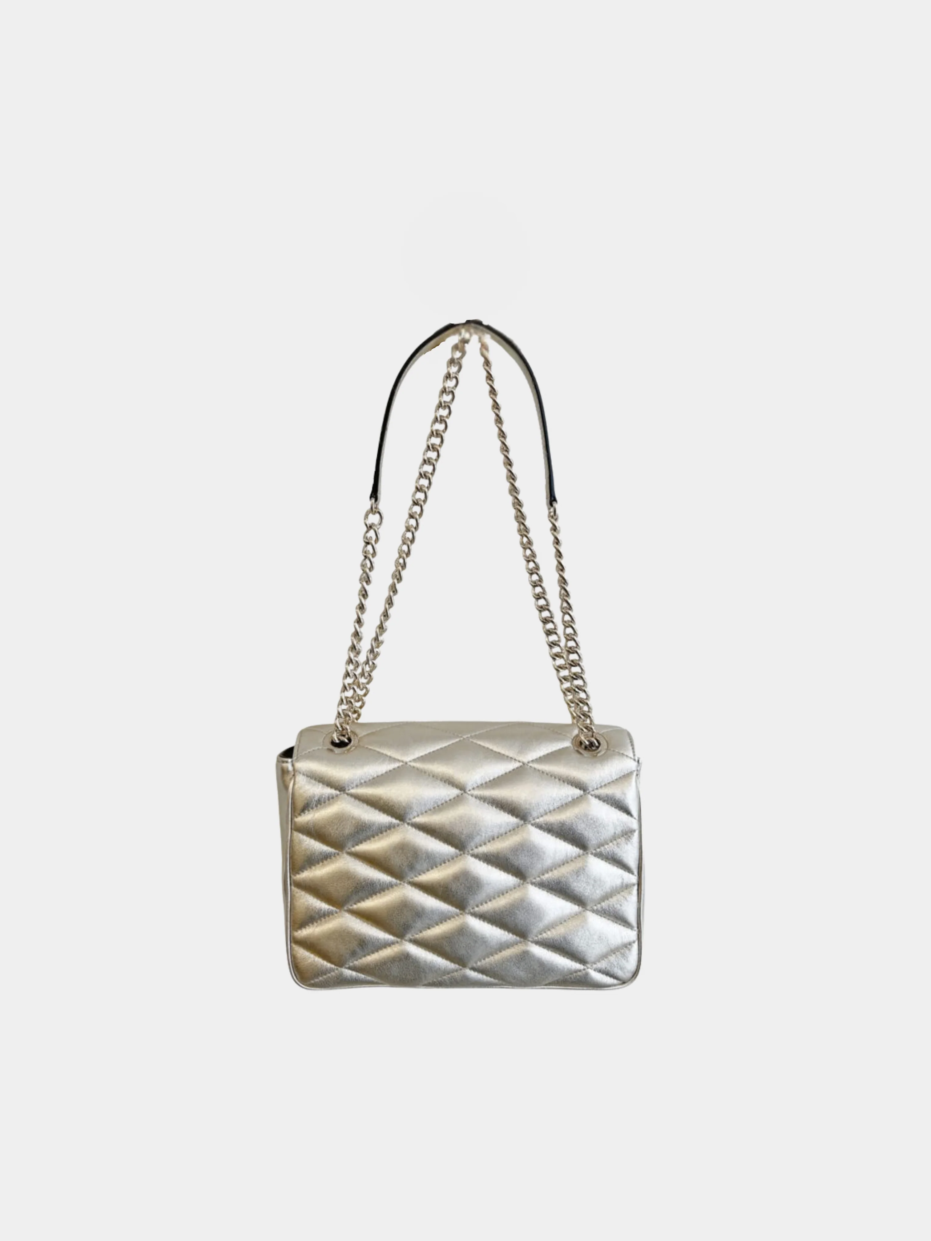 Jimmy Choo 2010s Light Gold Quilted Leather Flap Bag - Image 2