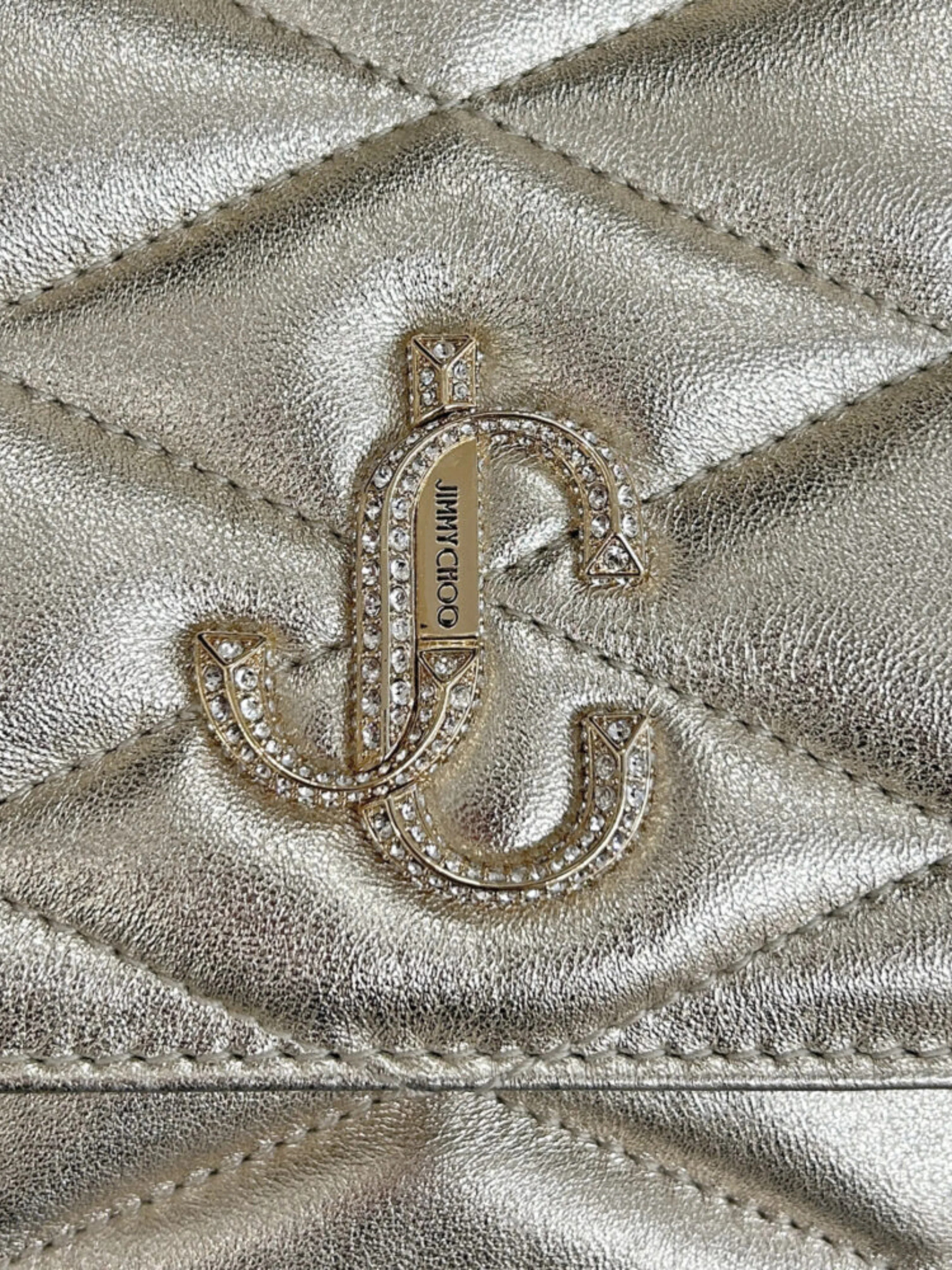 Jimmy Choo 2010s Light Gold Quilted Leather Flap Bag - Image 3