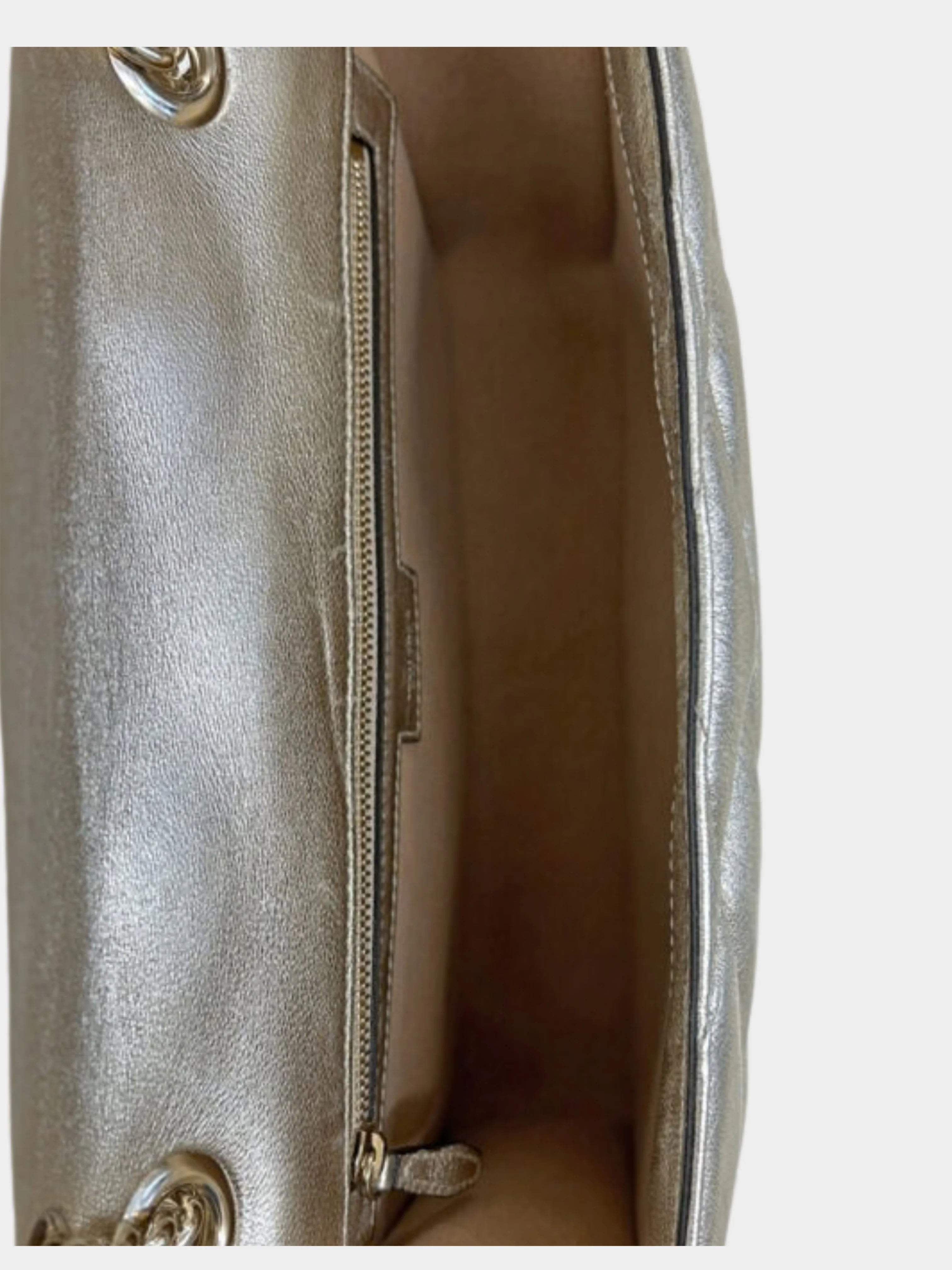 Jimmy Choo 2010s Light Gold Quilted Leather Flap Bag - Image 5