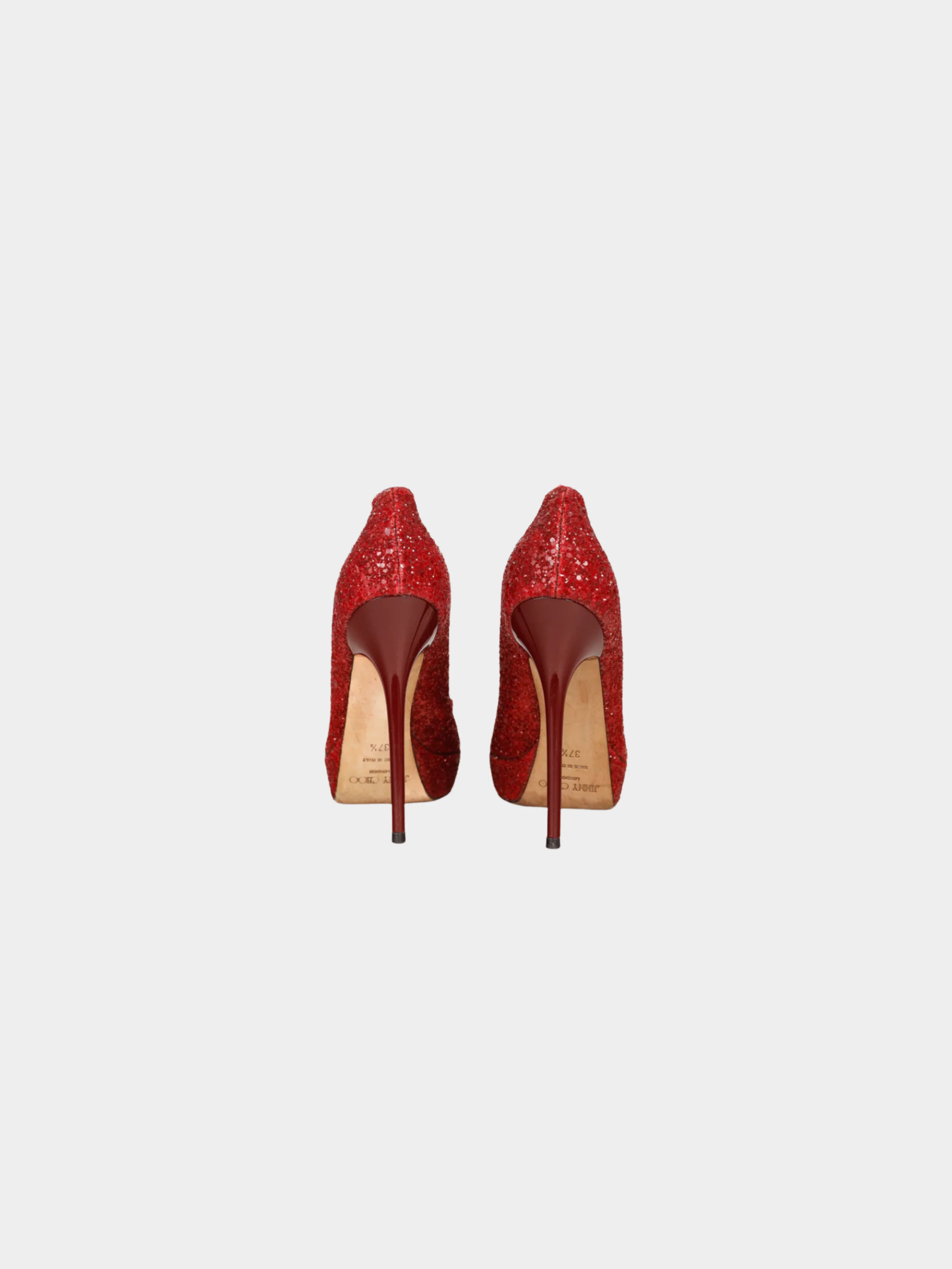 Jimmy Choo 2012 Crown Red Coarse Glitter Platform Pumps - Image 3